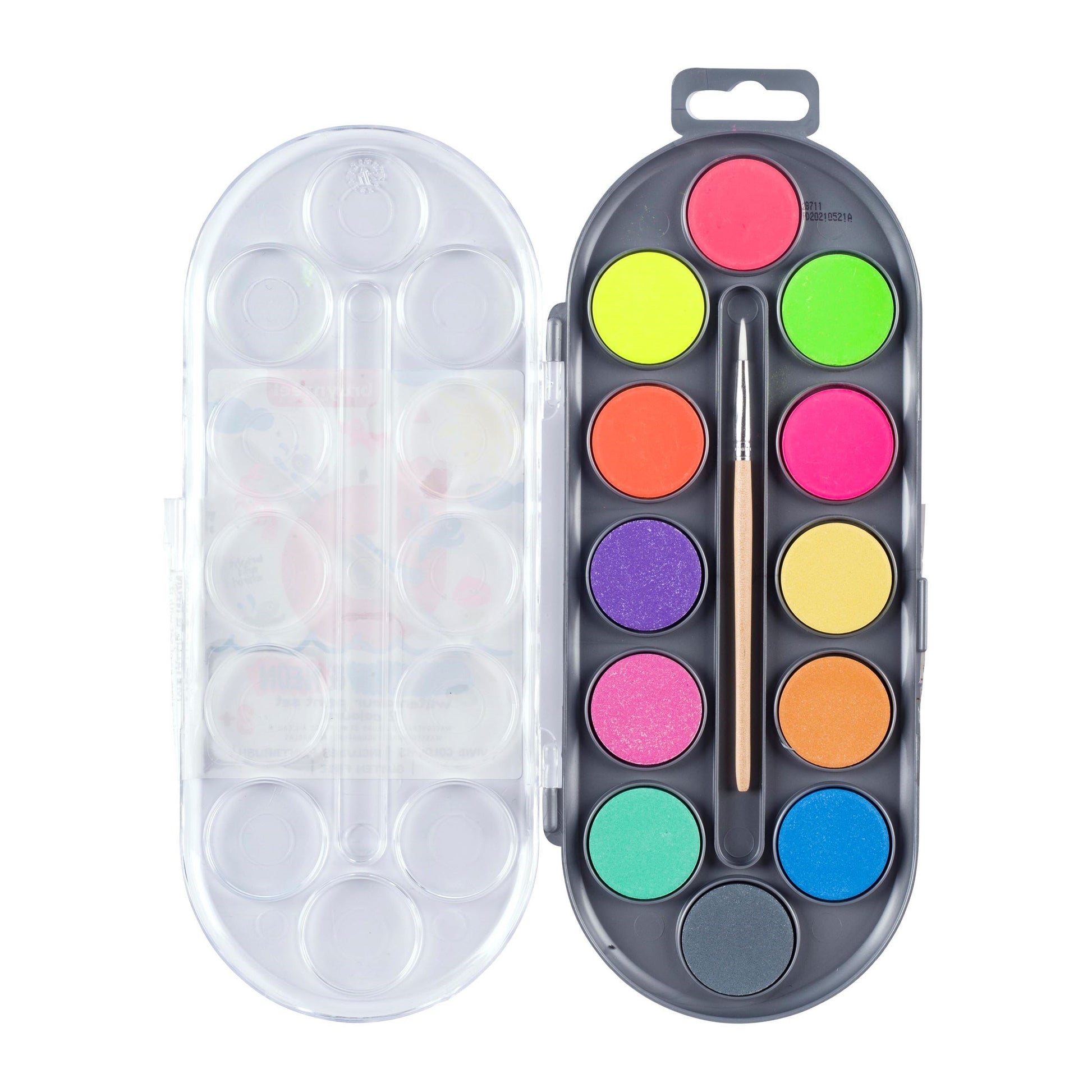 Bruynzeel Aquarellfarben – Mehrfarbig, Metallic/Neon – 12 Farben, inklusive Pinsel