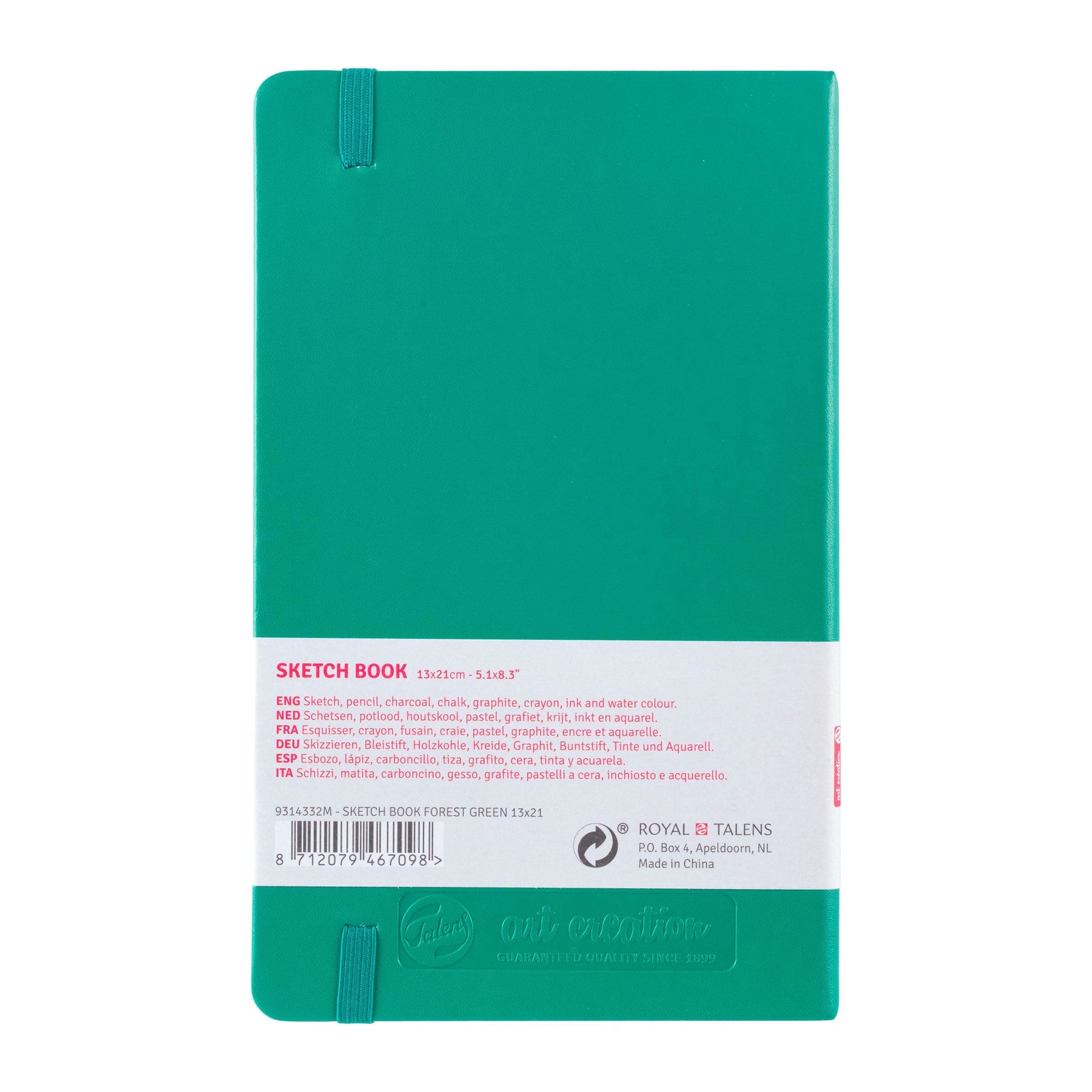 Talens Malbuch – 13 × 21 cm – 140 g/m² – Hardcover – mit Gummiband – 80 Seiten – Grün