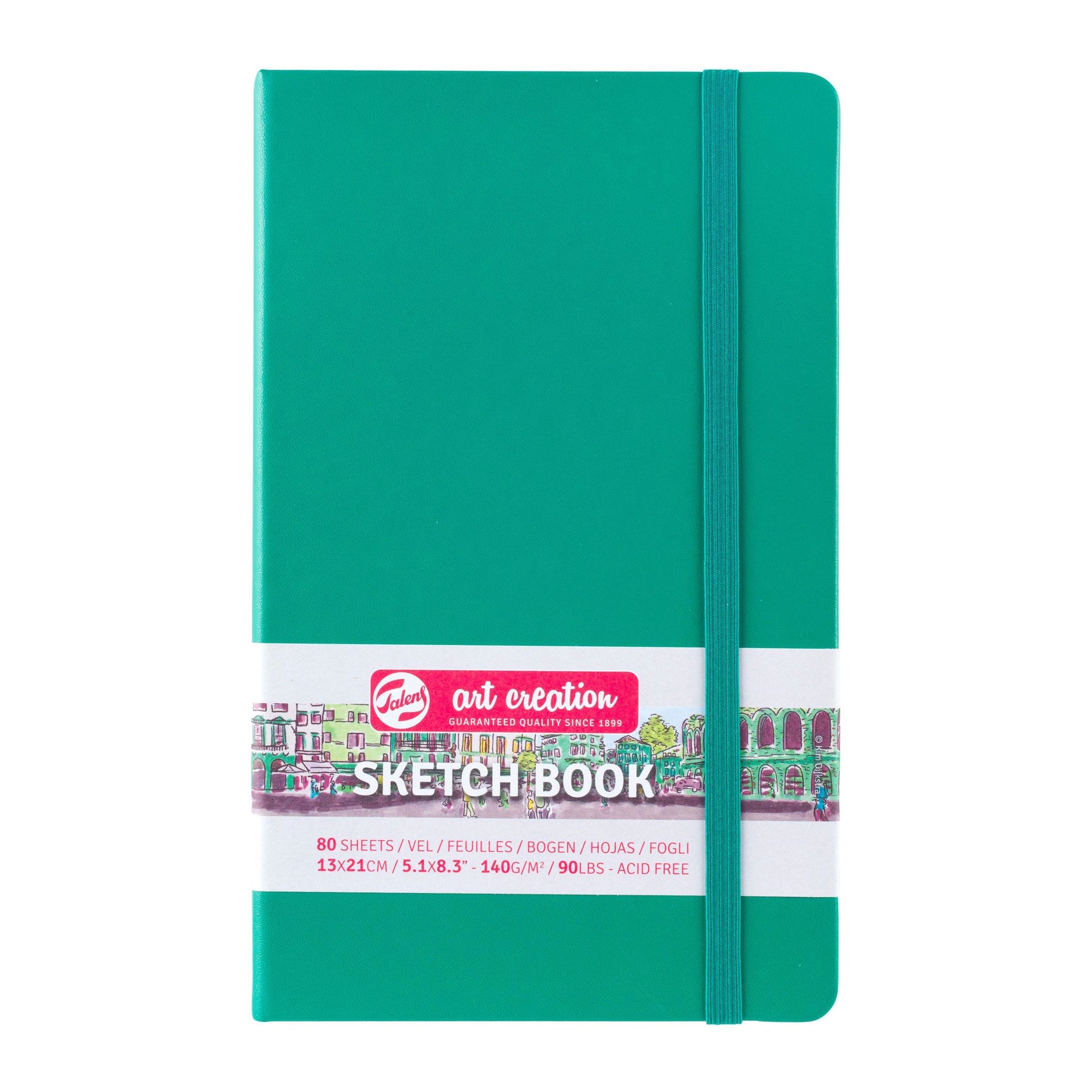 Talens Malbuch – 13 × 21 cm – 140 g/m² – Hardcover – mit Gummiband – 80 Seiten – Grün
