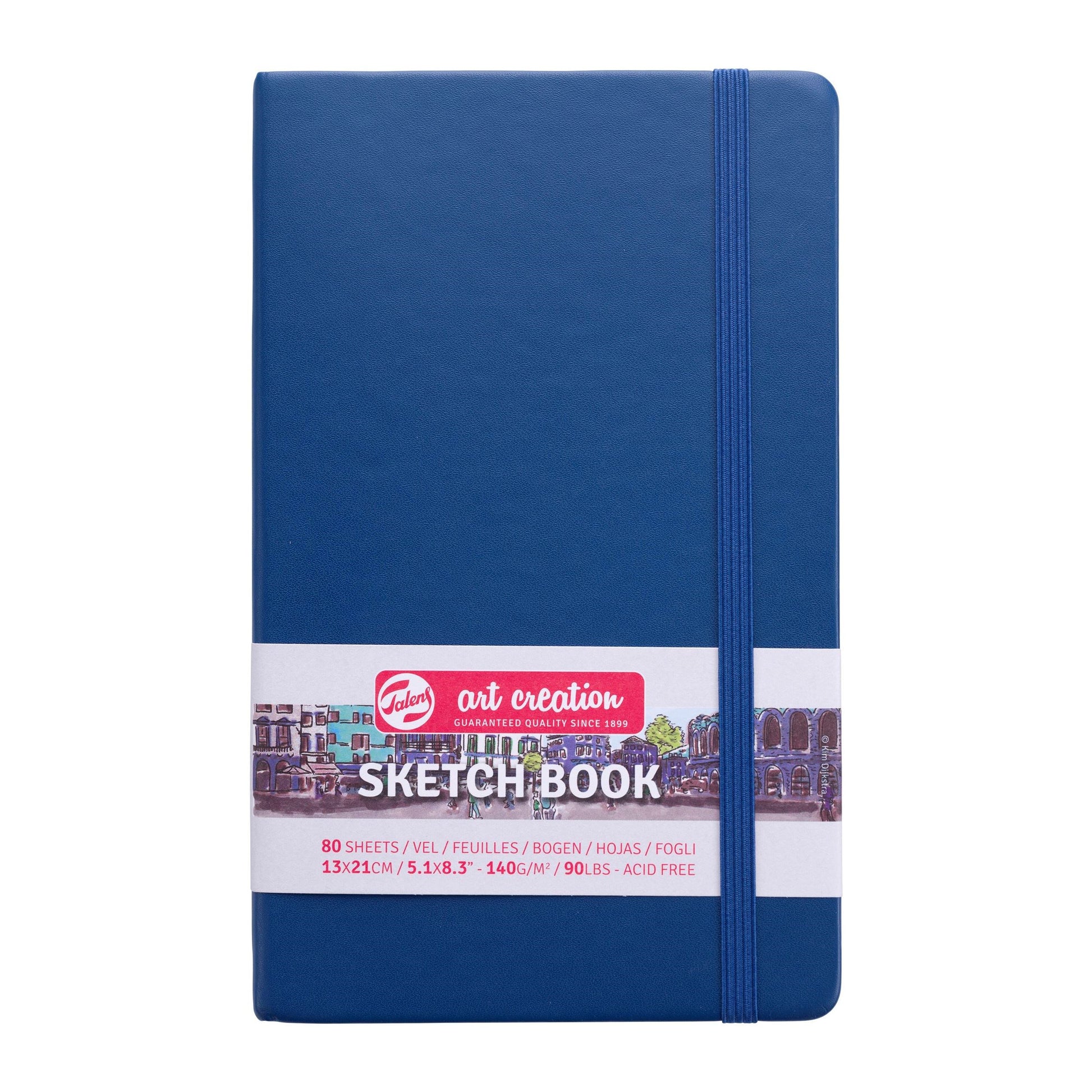 Talens Skizzenbuch – 140 g/m² – Hardcover, Marineblau – mit Gummiband – 80 Blatt – cremefarbenes Papier