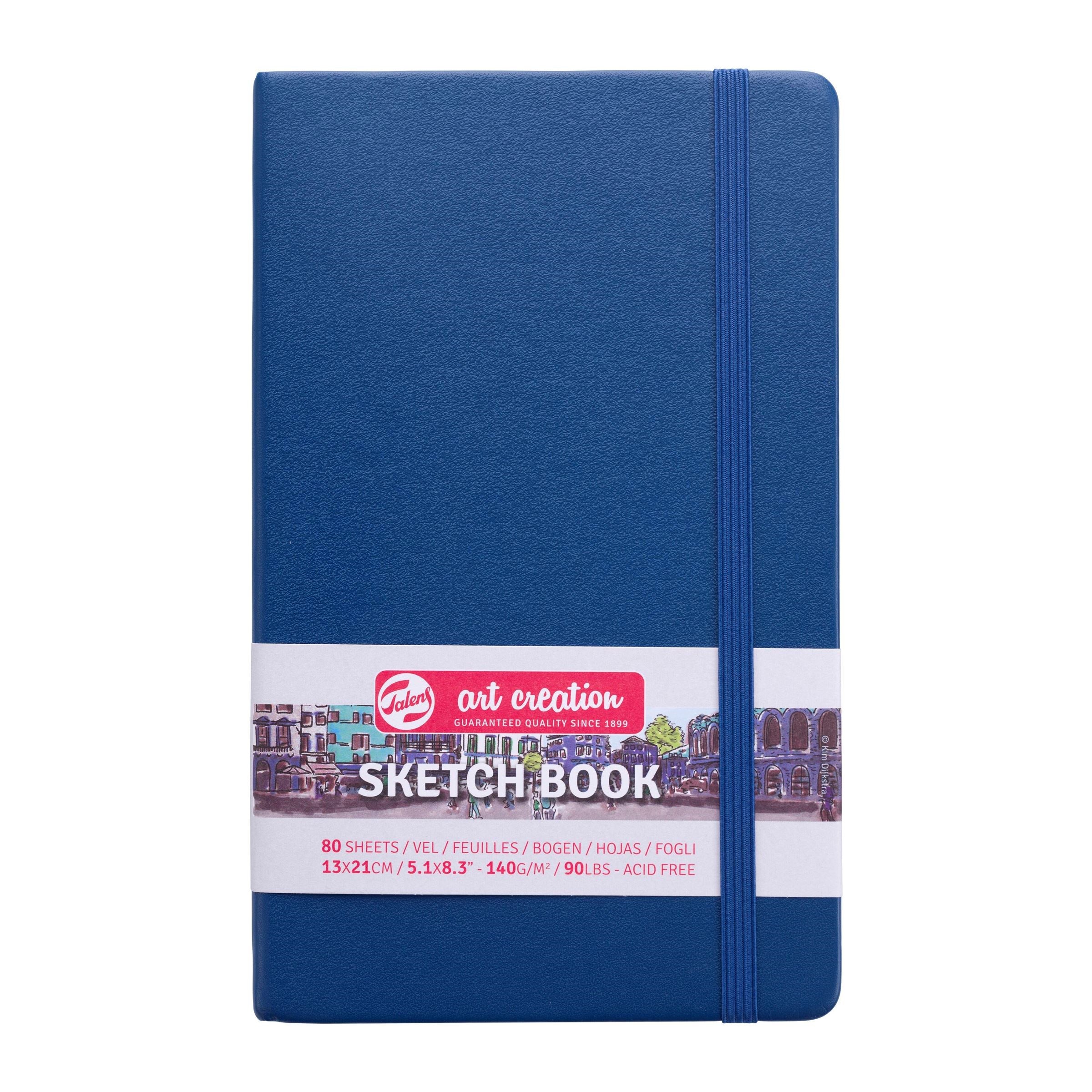 Talens Skizzenbuch – 140 g/m² – Hardcover, Marineblau – mit Gummiband – 80 Blatt – cremefarbenes Papier