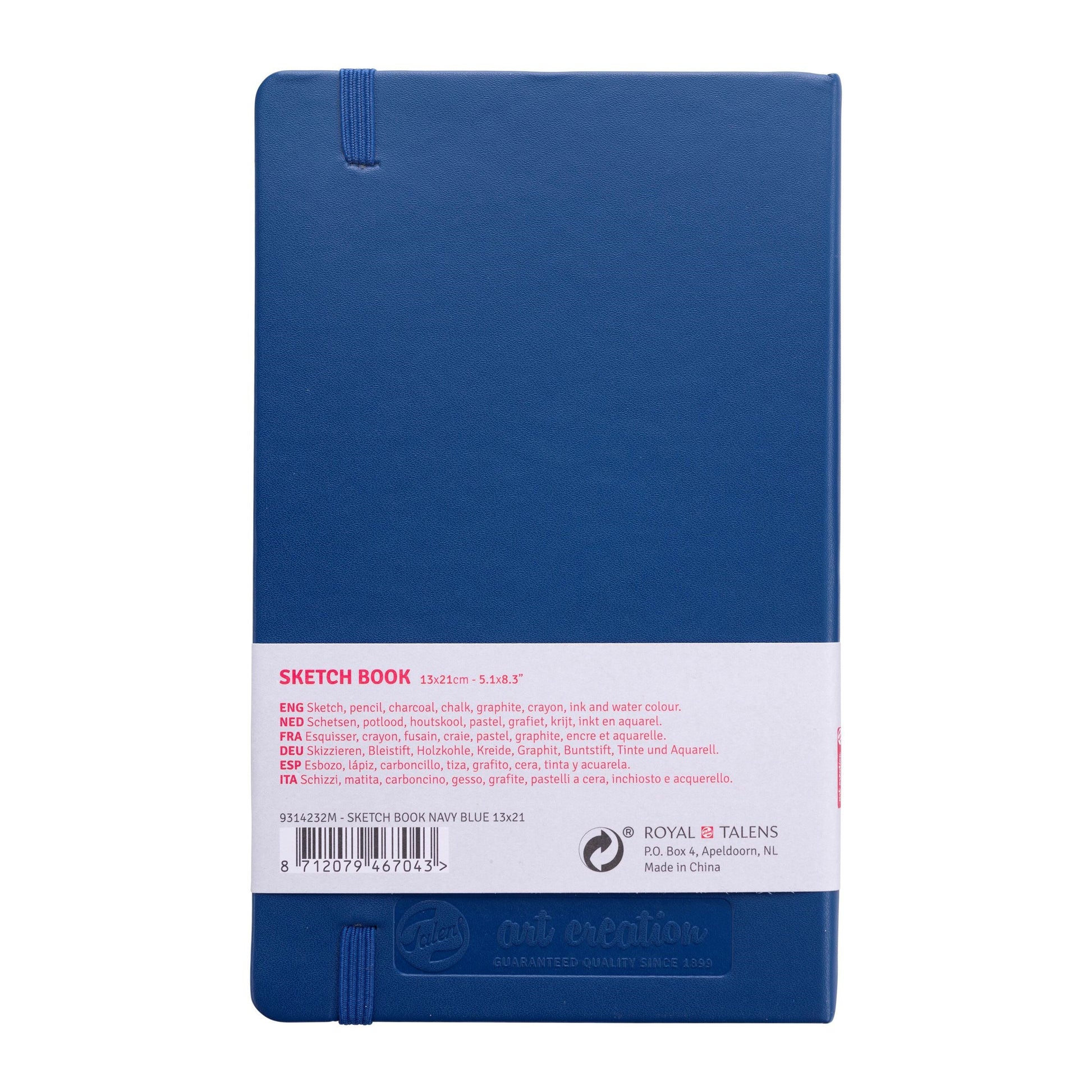 Talens Skizzenbuch – 140 g/m² – Hardcover, Marineblau – mit Gummiband – 80 Blatt – cremefarbenes Papier