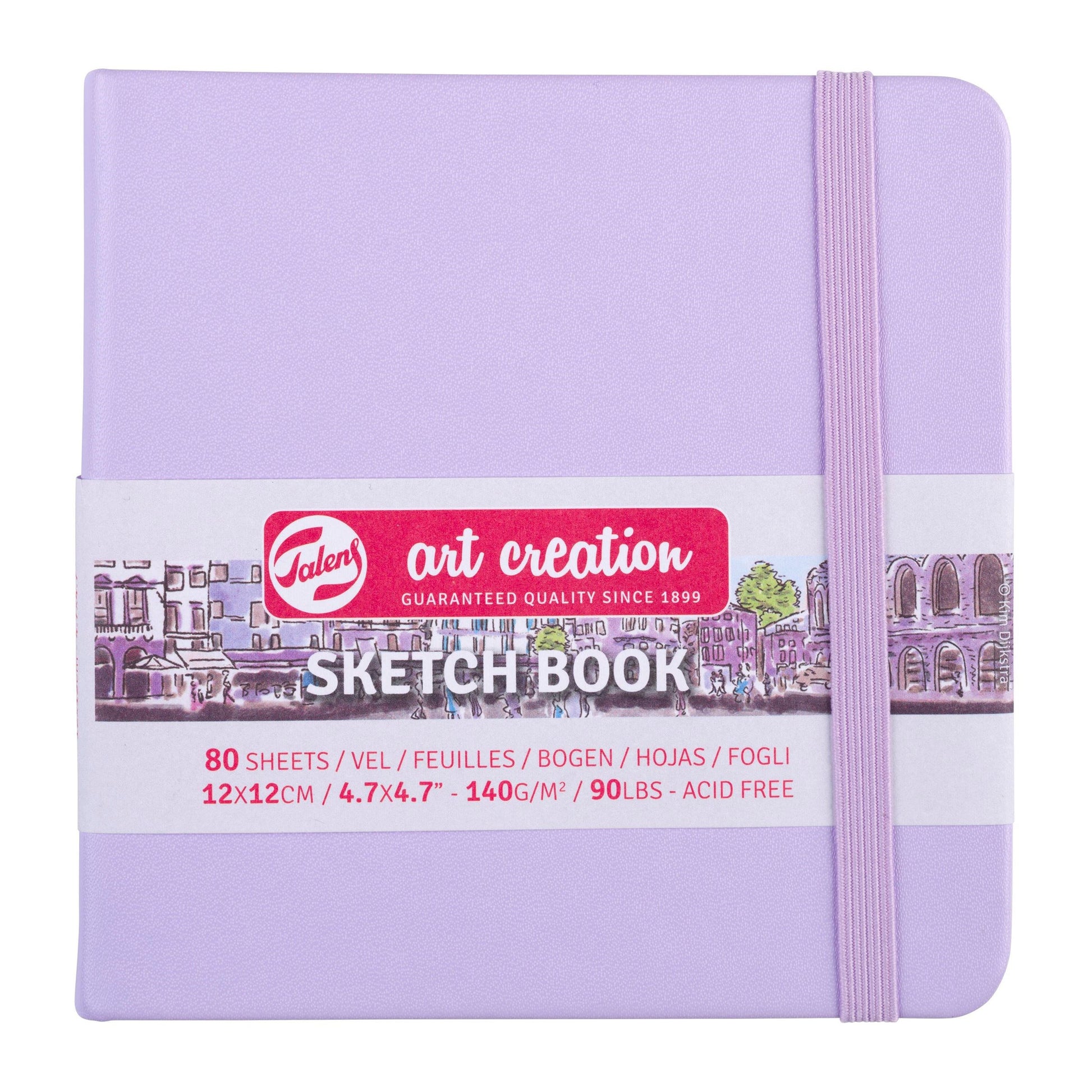 Talens Skizzenbuch, 12 × 12 cm, 140 g/m², 160 Seiten, violett, mit Gummiband, säurefrei