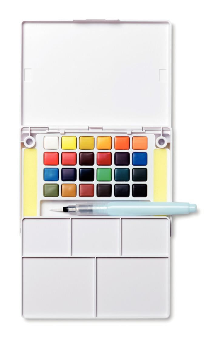 Sakura Koi Aquarellfarbe – Mehrfarbig – 24 Farben (Palette, mit Pinsel) – für Papier