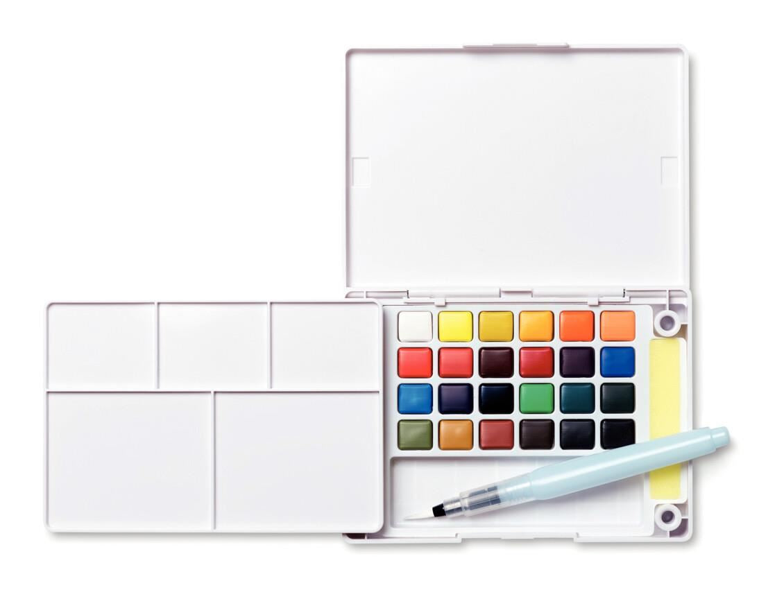 Sakura Koi Aquarellfarbe – Mehrfarbig – 24 Farben (Palette, mit Pinsel) – für Papier