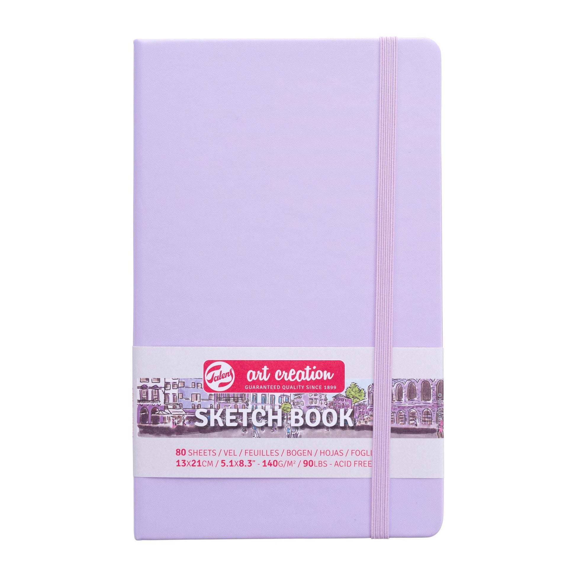 Talens Skizzenbuch – Hardcover – 80 Blätter – cremefarbenes Papier – Violett – für Mixed Media – mit Gummiband