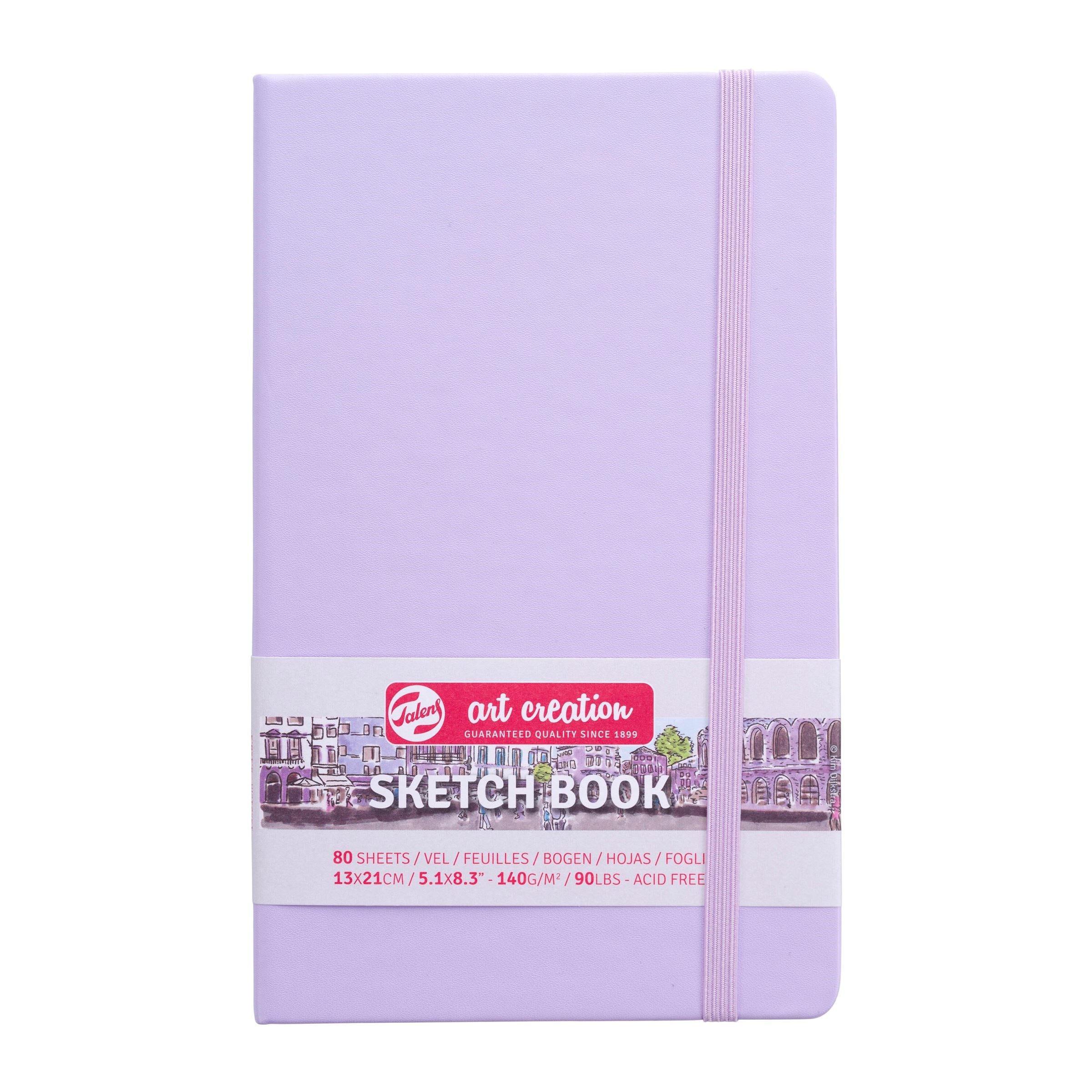Talens Skizzenbuch – Hardcover – 80 Blätter – cremefarbenes Papier – Violett – für Mixed Media – mit Gummiband