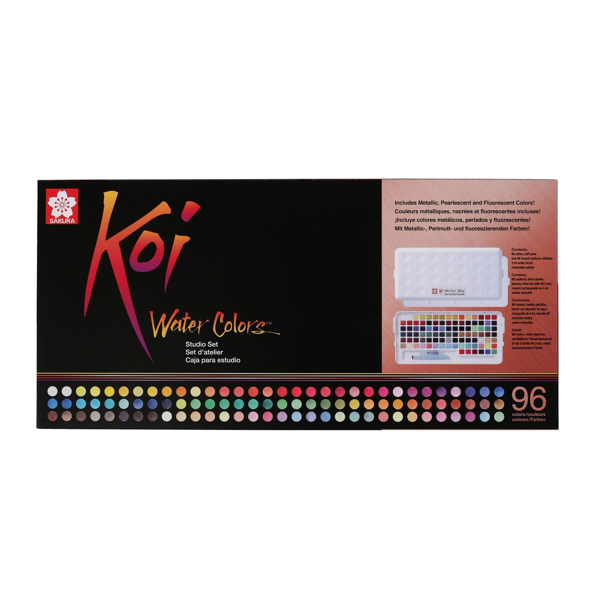 Talens Koi Aquarellfarbe – Mehrfarbig – 96 Farben (Näpfchen), Pocket Box – für Papier