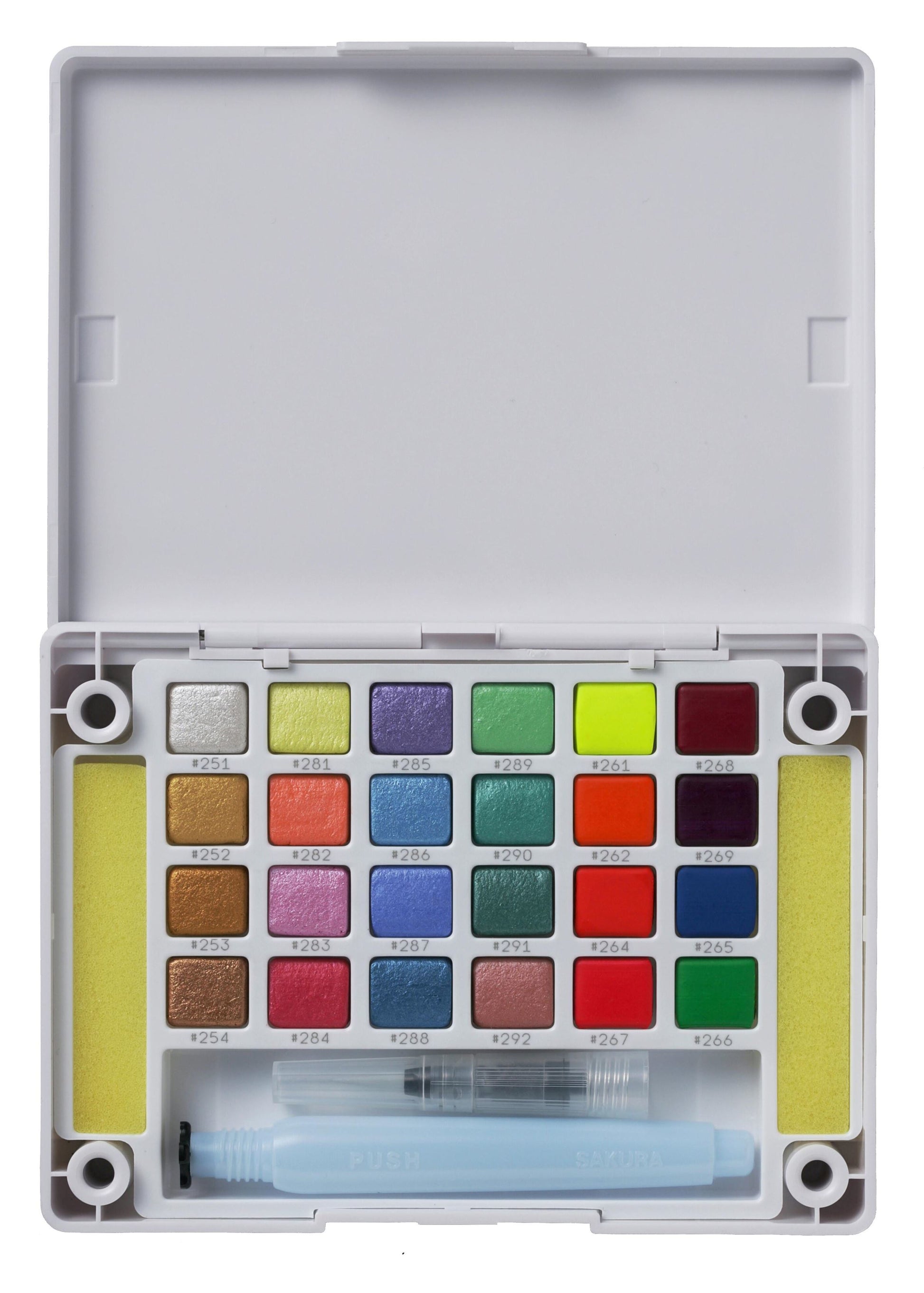 Sakura Koi Aquarellfarbe – Mehrfarbig, Metallic – 24 Farben (Palette, 24 Näpfchen) – für Papier