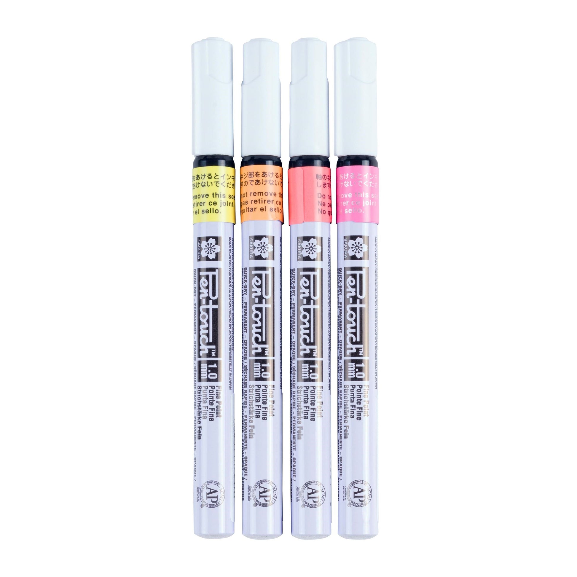 Sakura Pen-Touch Lackmarker – Feine Spitze 1 mm – Mehrfarbig – 4er-Set – für Holz