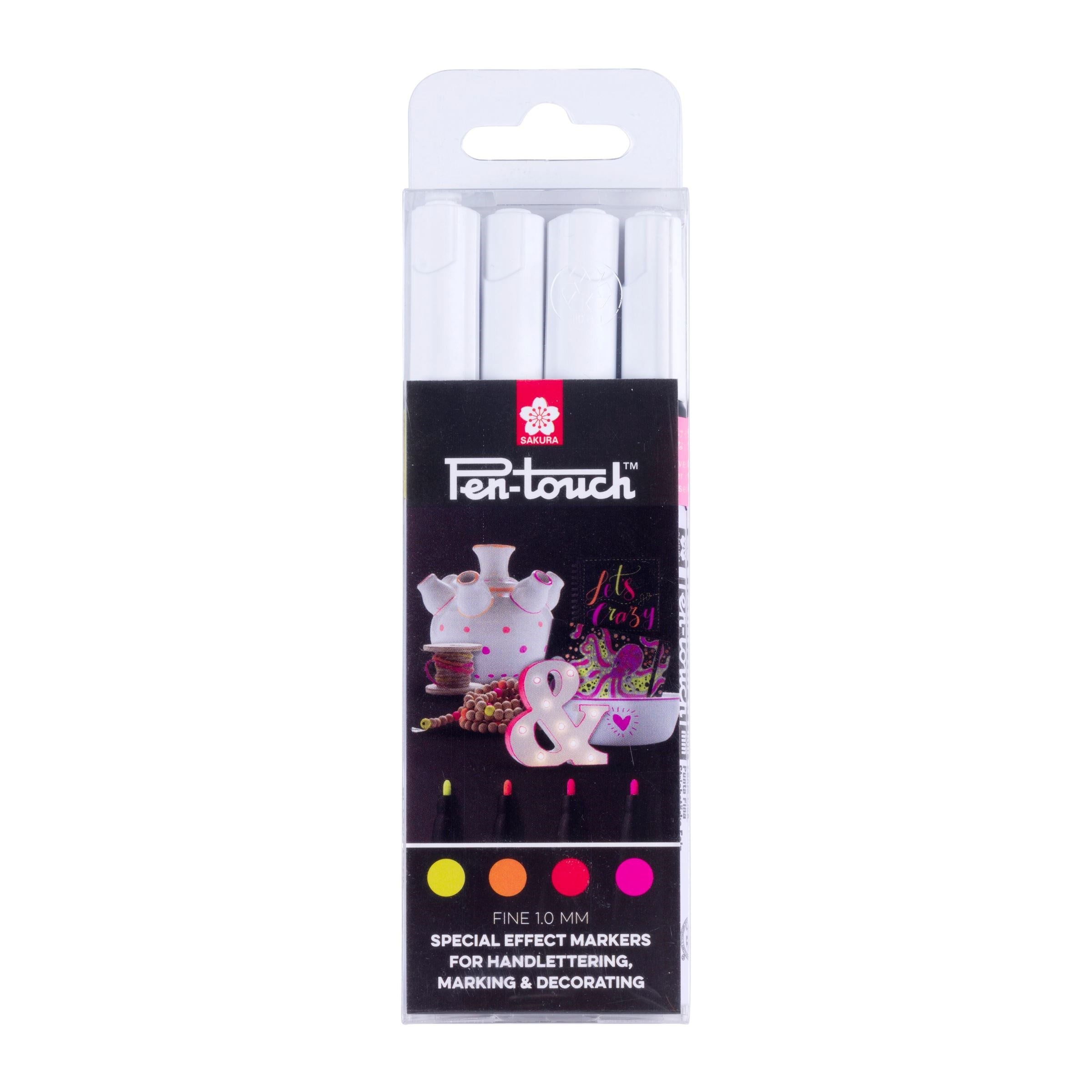 Sakura Pen-Touch Lackmarker – Feine Spitze 1 mm – Mehrfarbig – 4er-Set – für Holz