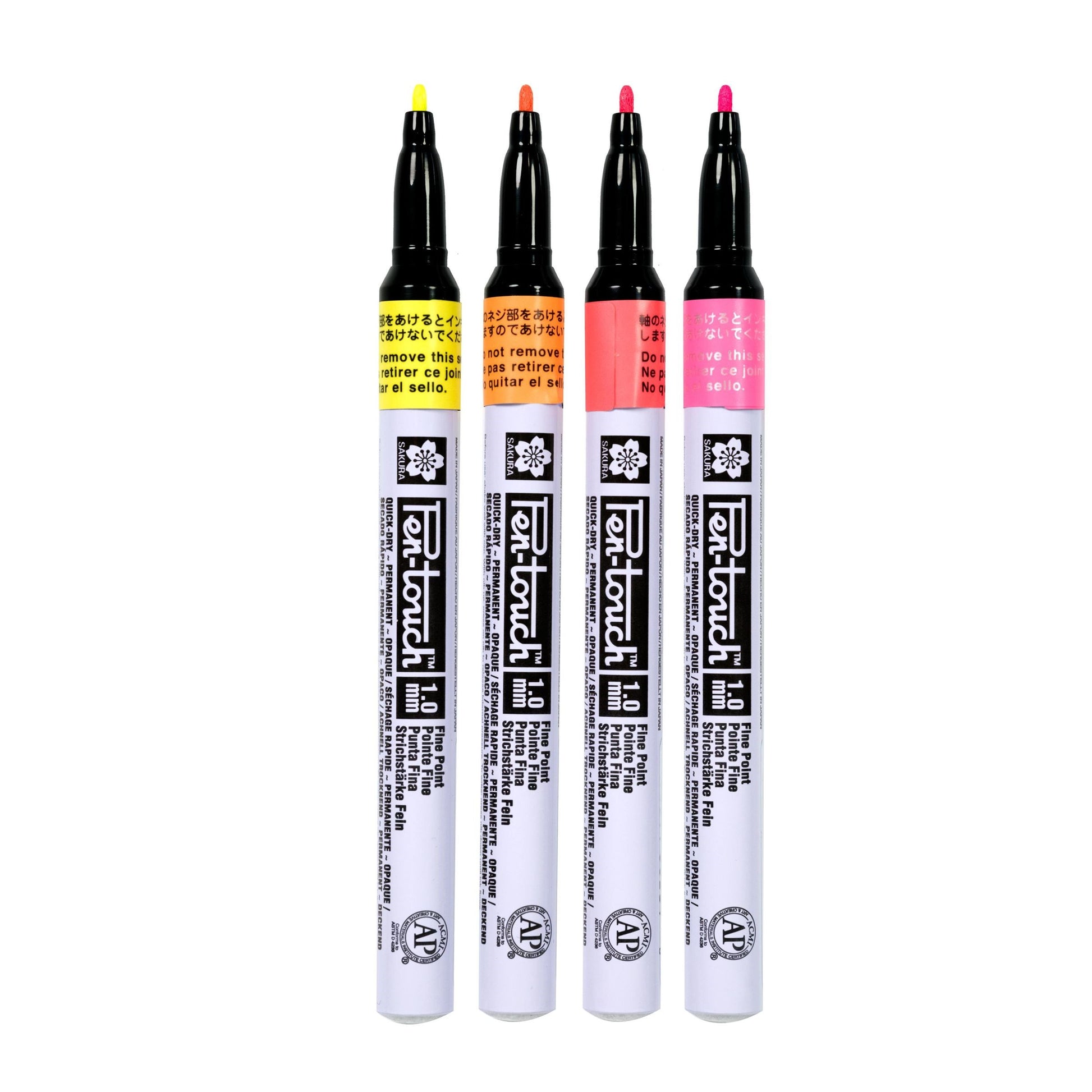 Sakura Pen-Touch Lackmarker – Feine Spitze 1 mm – Mehrfarbig – 4er-Set – für Holz
