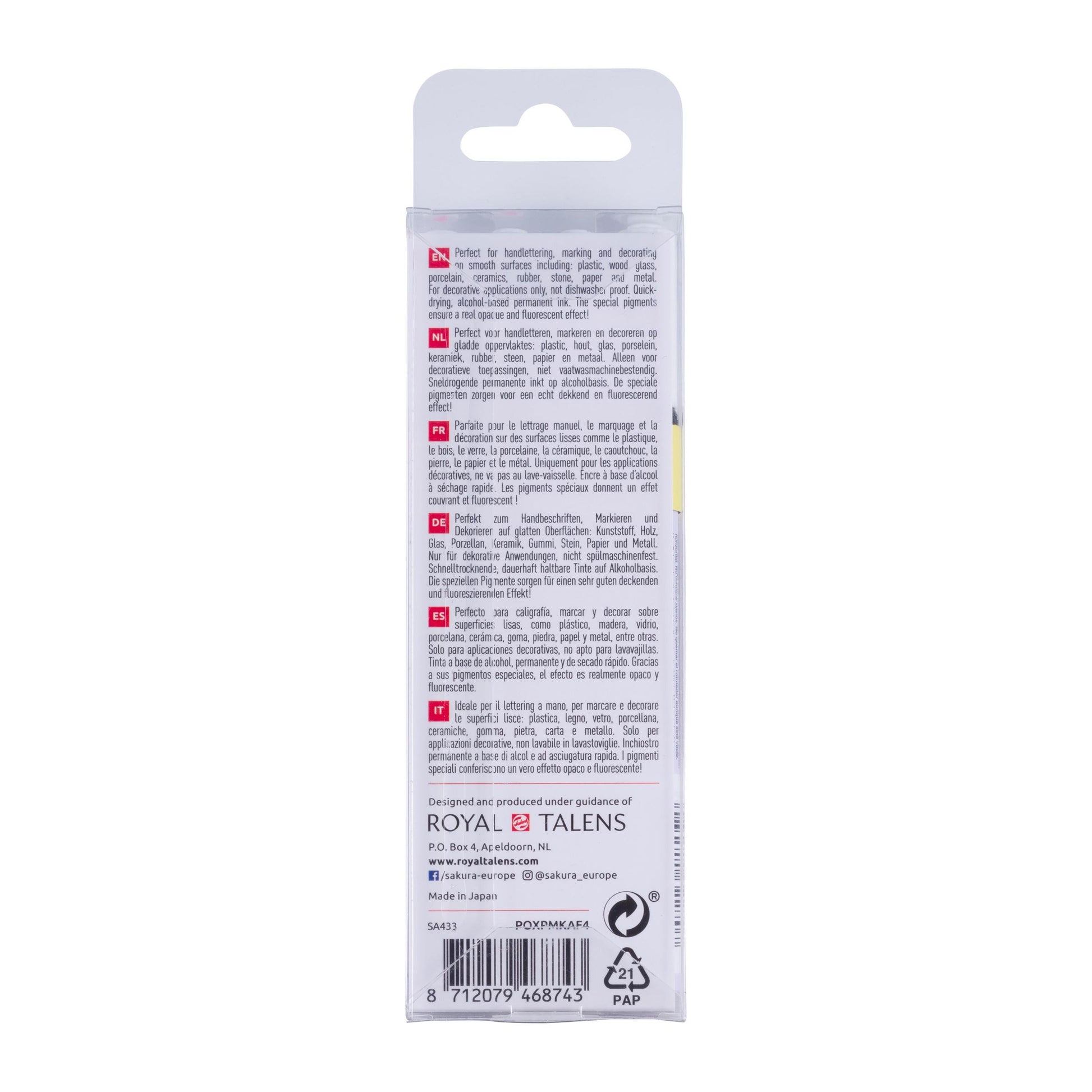 Sakura Pen-Touch Lackmarker – Feine Spitze 1 mm – Mehrfarbig – 4er-Set – für Holz