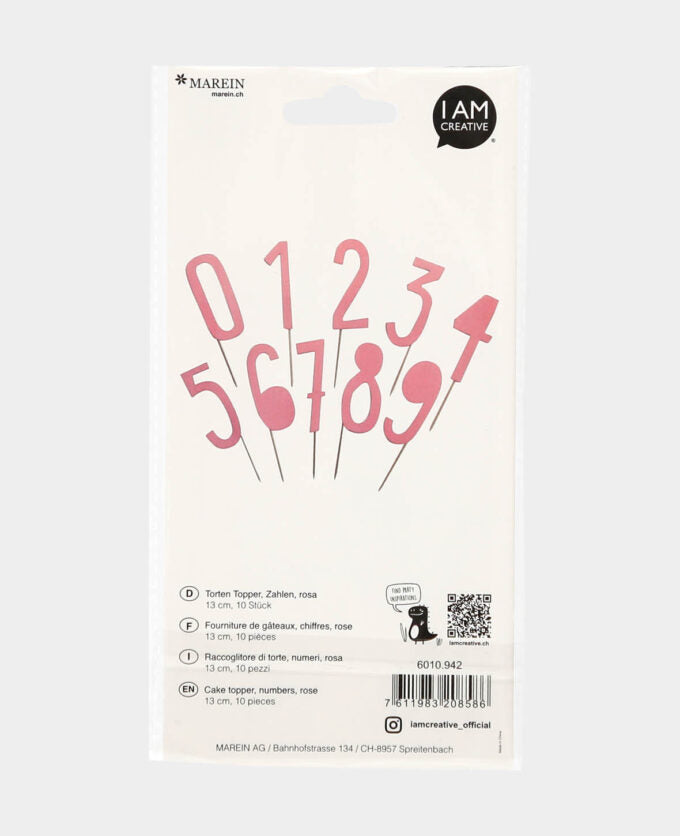 I am Creative Deko-Zahl – rosa – 13 cm – Karton/Holz – 10 Stk