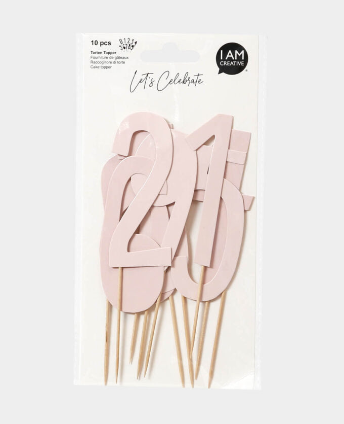 I am Creative Deko-Zahl – rosa – 13 cm – Karton/Holz – 10 Stk