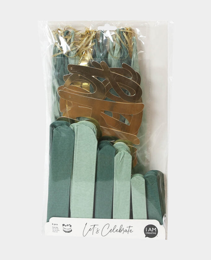I am Creative Party-Set Happy Birthday – Gold, Mint – 22 × 4 × 43 cm – Papier/Kunststoff – 8 Stk
