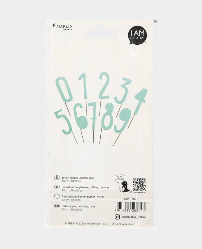 I am Creative Deko-Zahl – grün – 13 cm – Karton/Holz – 10 Stk