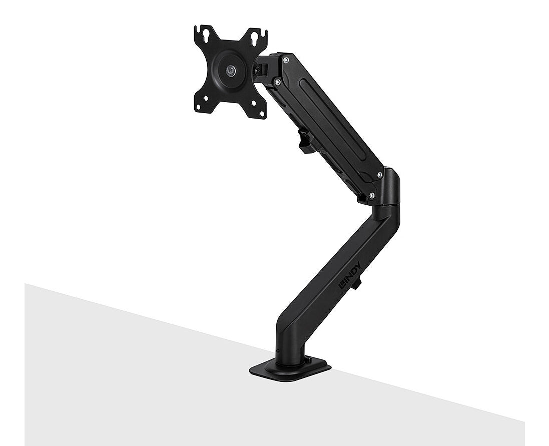 Lindy 40707 – Tischhalterung, bis 27", VESA 75 × 75/100 × 100 mm, 9 kg, neigbar, drehbar, Pivot, schwarz