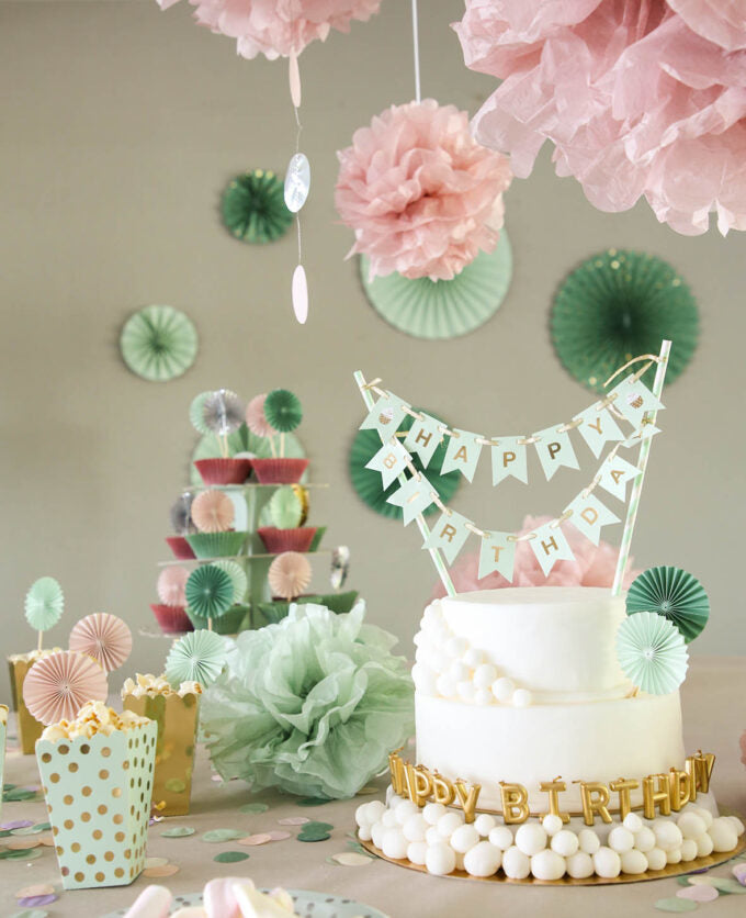 I am Creative Torten-Topper Birthday – Gold, Mint – 28 × 19,5 cm – 1 Stk