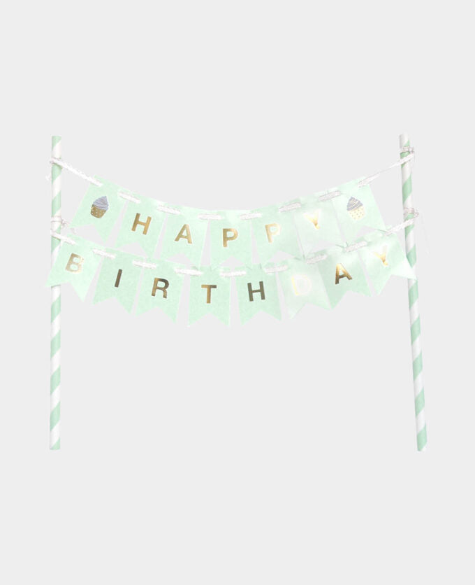 I am Creative Torten-Topper Birthday – Gold, Mint – 28 × 19,5 cm – 1 Stk