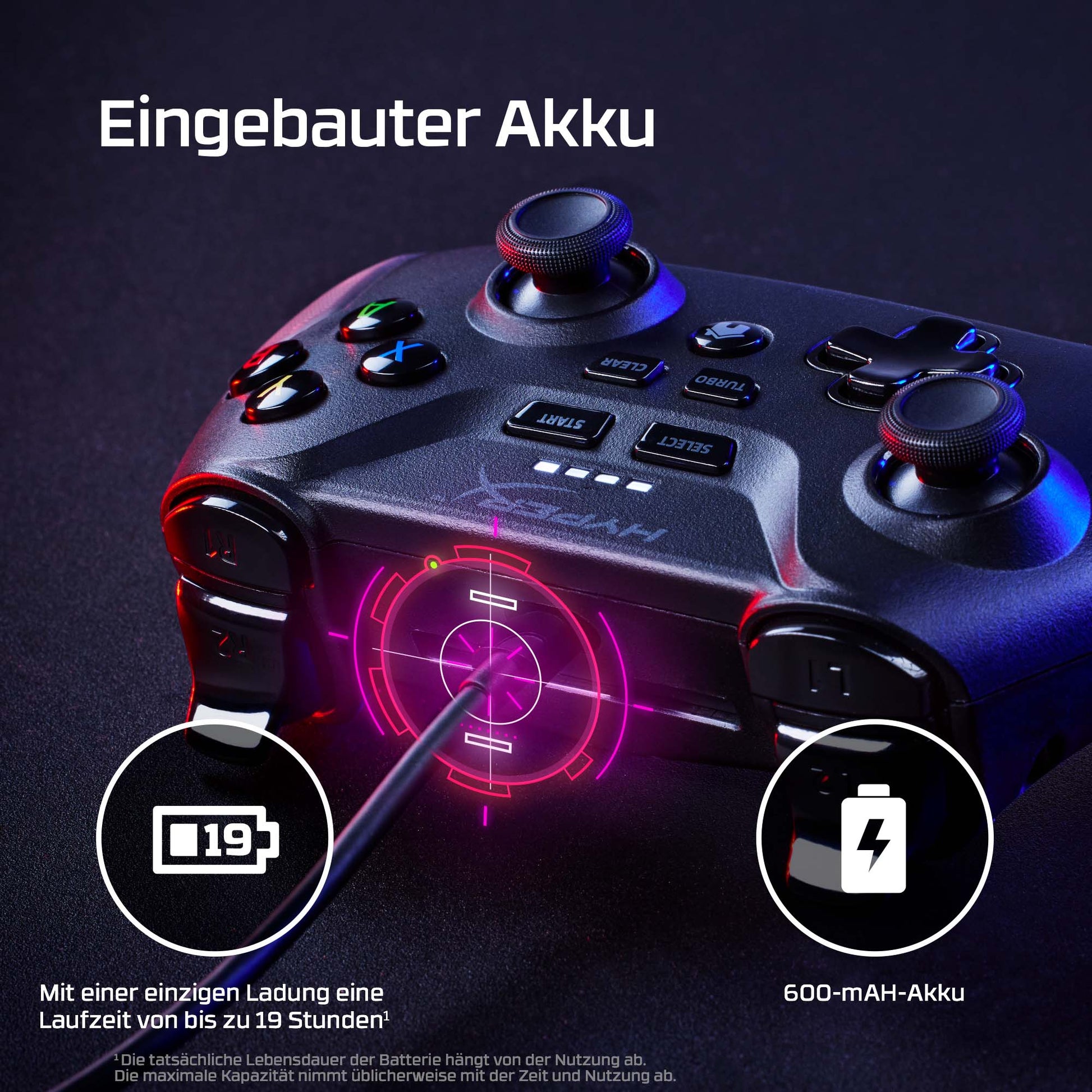 HyperX Clutch Wireless – Gamepad – Kabellos, USB (USB Typ-A/USB Typ-C), für Android & PC, Schwarz