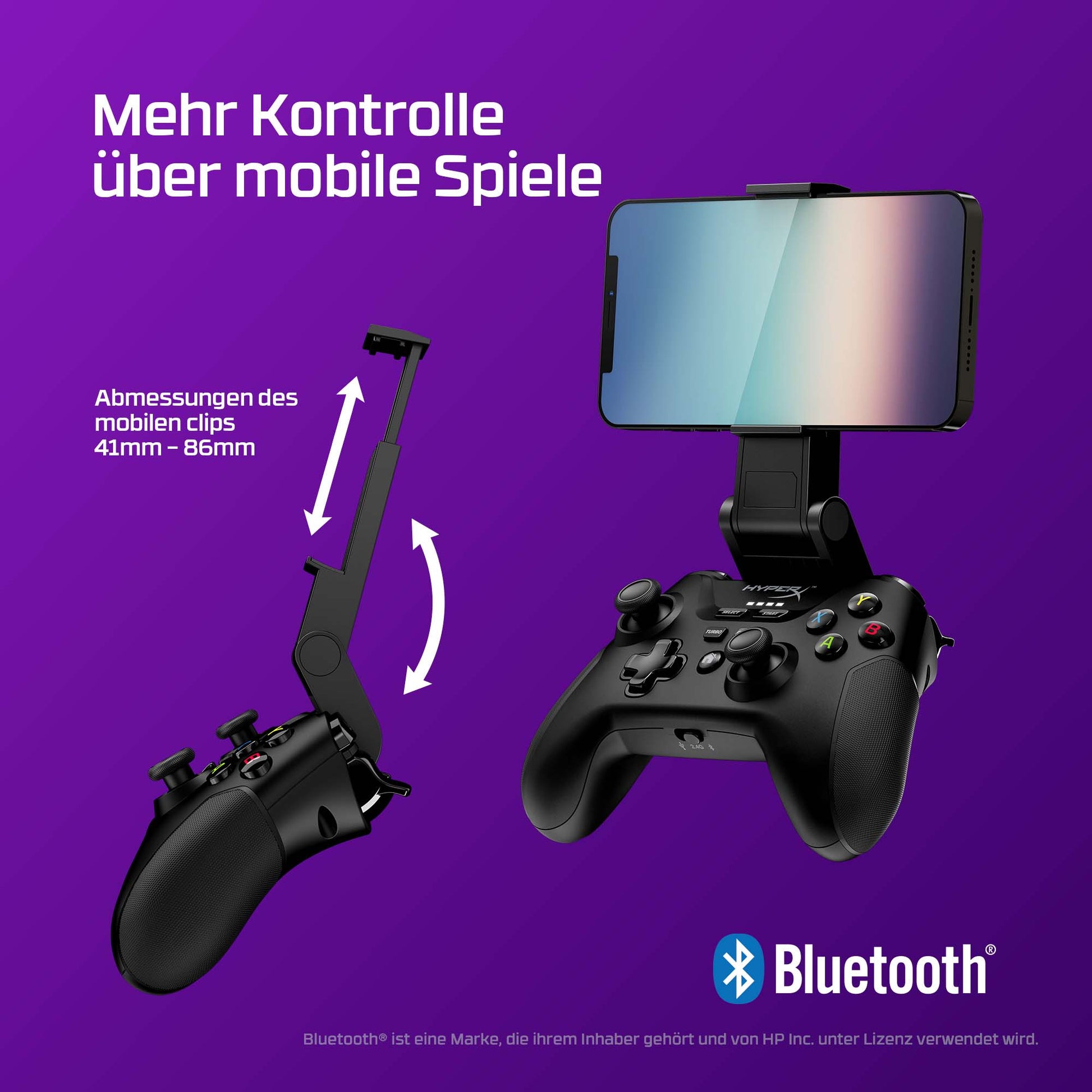 HyperX Clutch Wireless – Gamepad – Kabellos, USB (USB Typ-A/USB Typ-C), für Android & PC, Schwarz