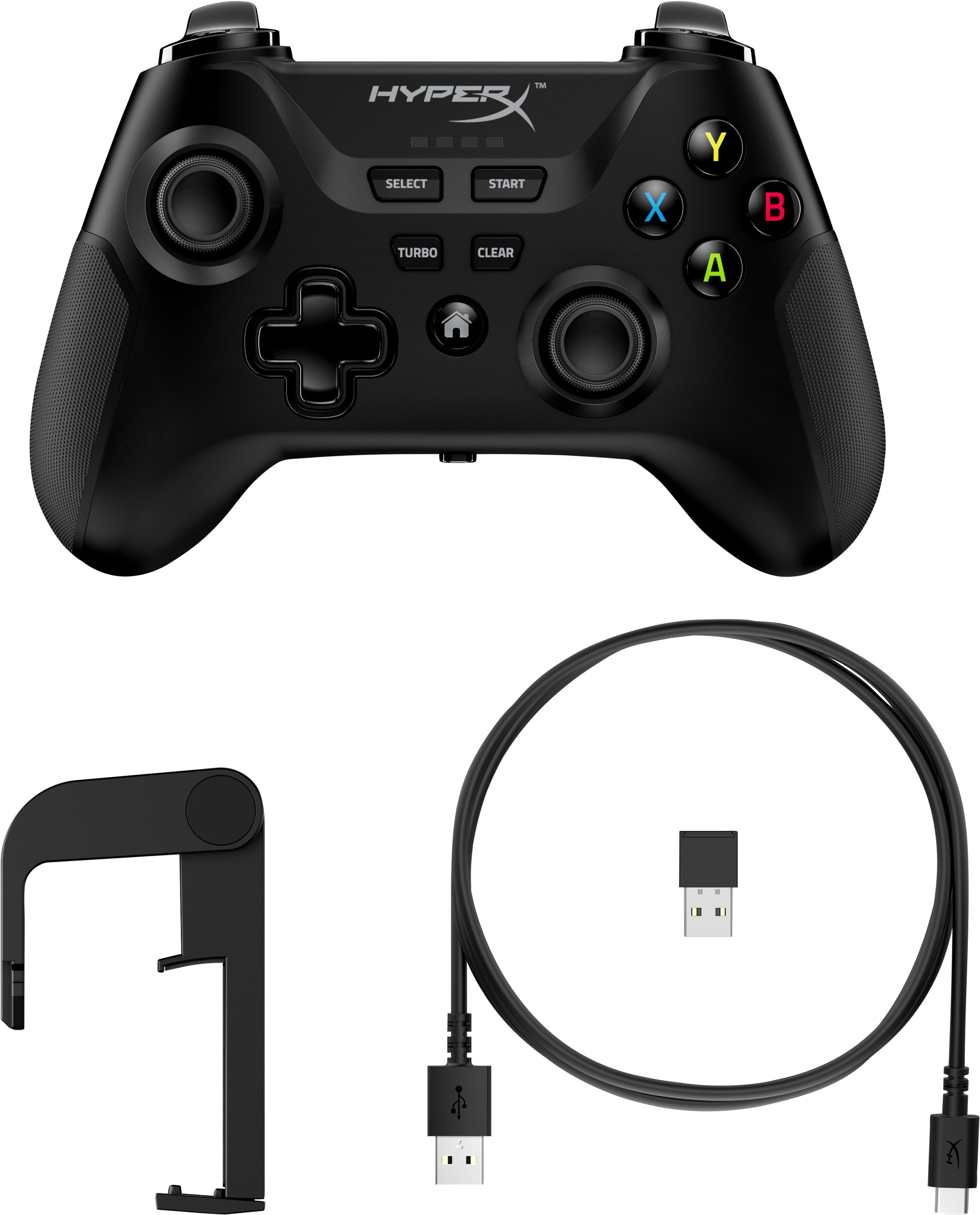 HyperX Clutch Wireless – Gamepad – Kabellos, USB (USB Typ-A/USB Typ-C), für Android & PC, Schwarz