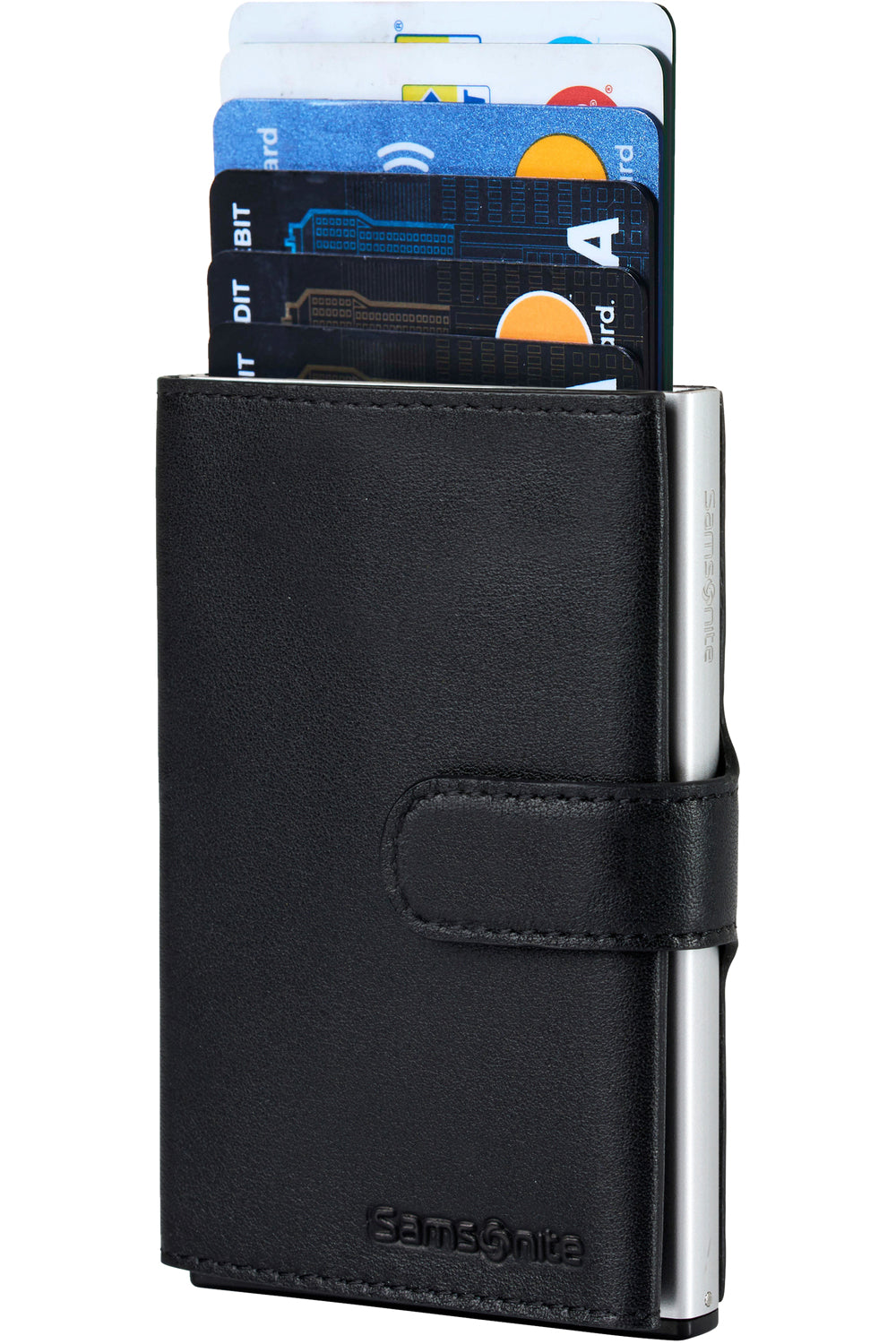 Samsonite Schiebeportemonnaie – 66 × 102 mm, Leder, Schwarz – 1 Stück