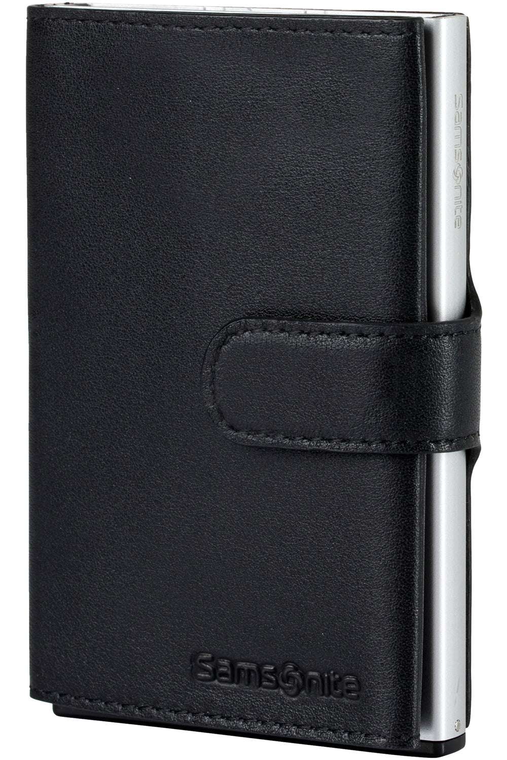 Samsonite Schiebeportemonnaie – 66 × 102 mm, Leder, Schwarz – 1 Stück