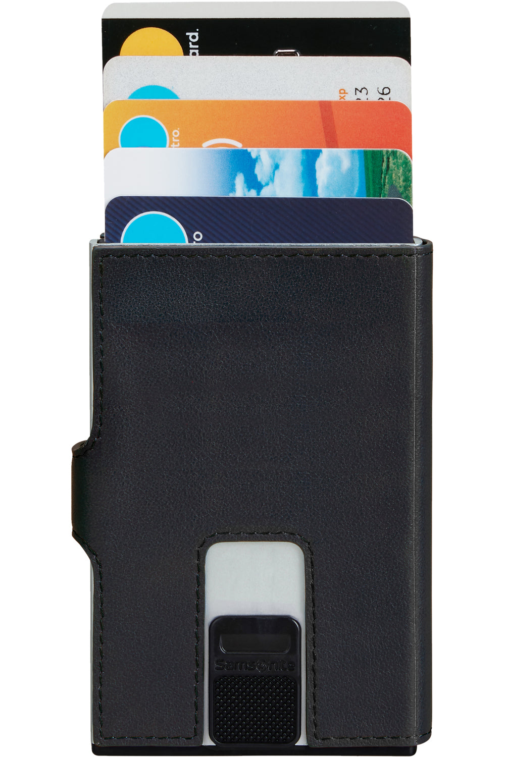 Samsonite Schiebeportemonnaie – 66 × 102 mm, Leder, Schwarz – 1 Stück
