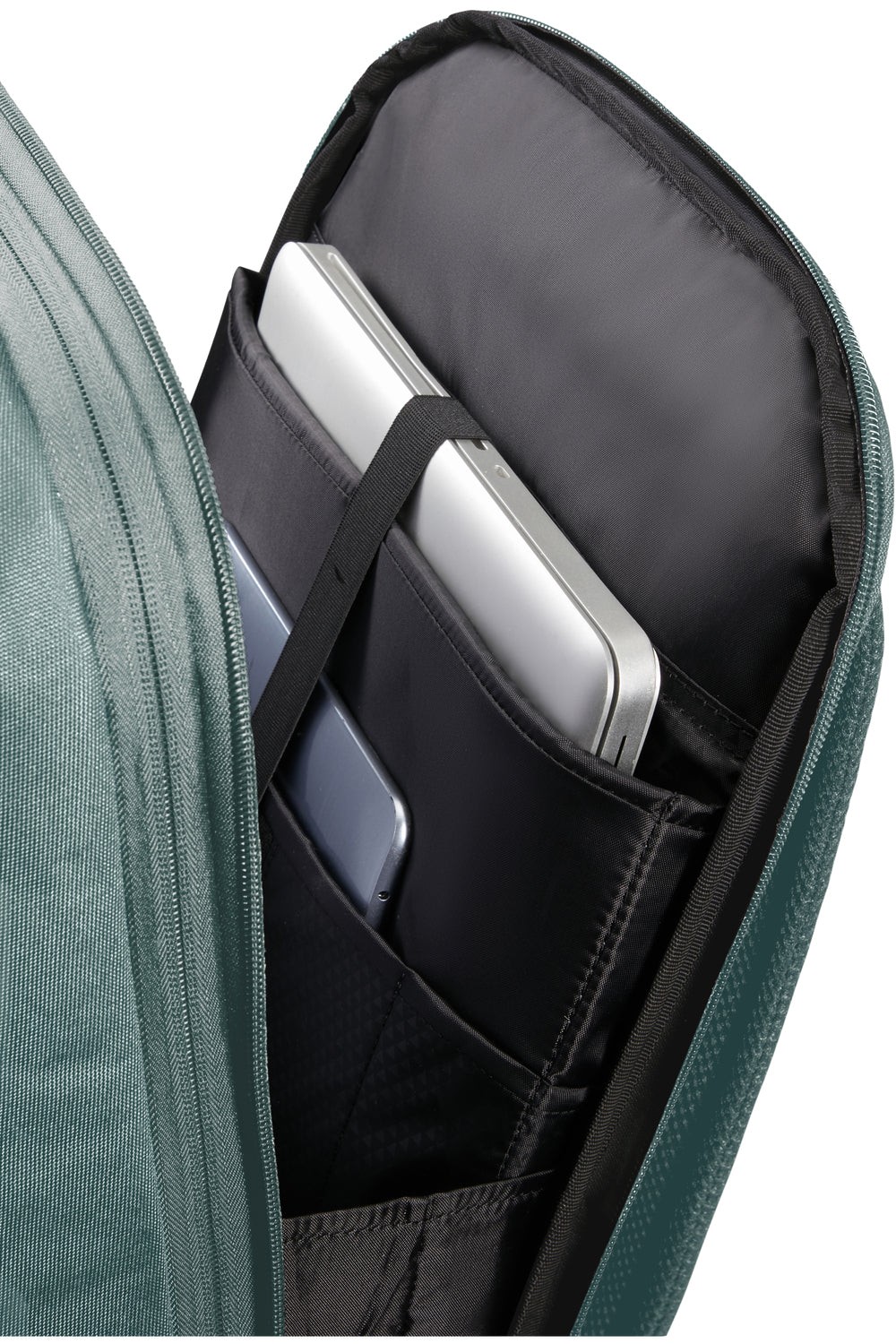 Samsonite Stackd Biz Notebook-Rucksack – 22/30 l, Aufsteckfunktion, USB-Port, recyceltes PET (rPET), Forest