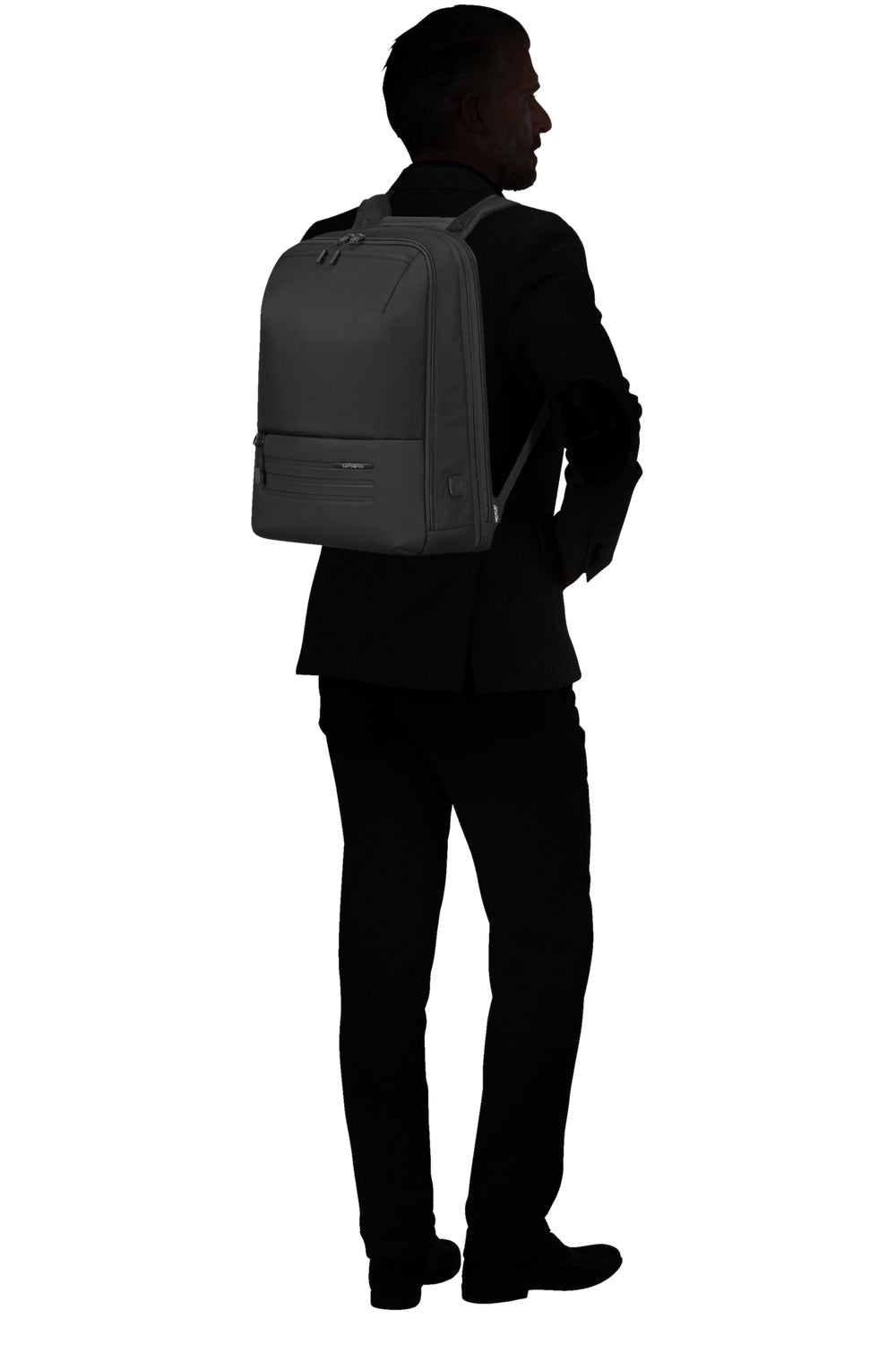 Samsonite Stackd Biz Notebook-Rucksack – 22/30 l, Aufsteckfunktion, USB-Port, recyceltes PET (rPET), Schwarz