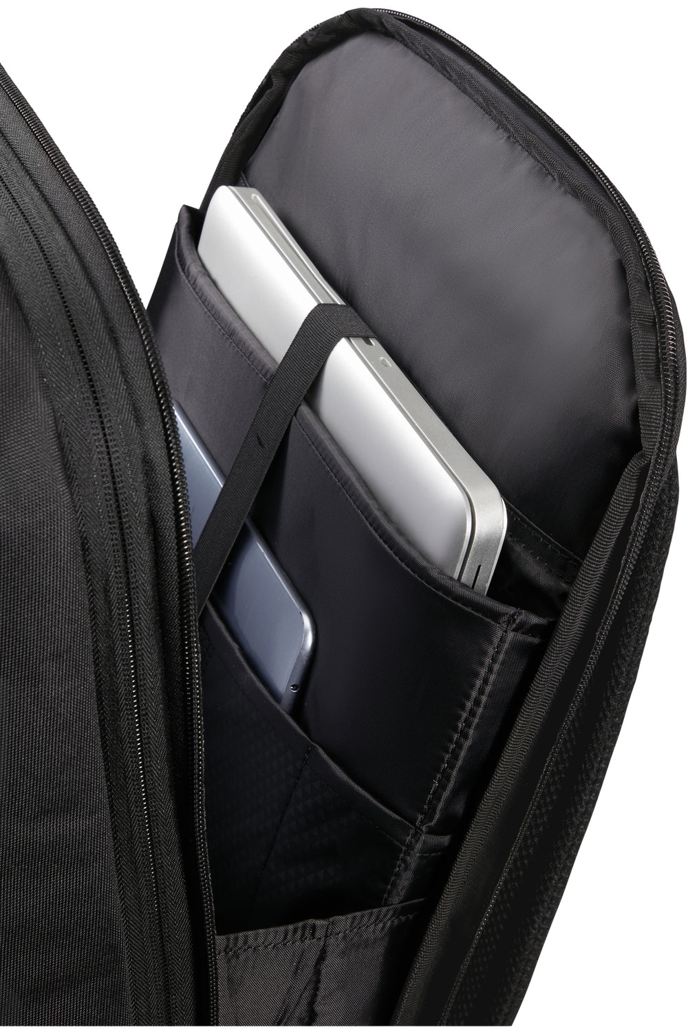 Samsonite Stackd Biz Notebook-Rucksack – 22/30 l, Aufsteckfunktion, USB-Port, recyceltes PET (rPET), Schwarz