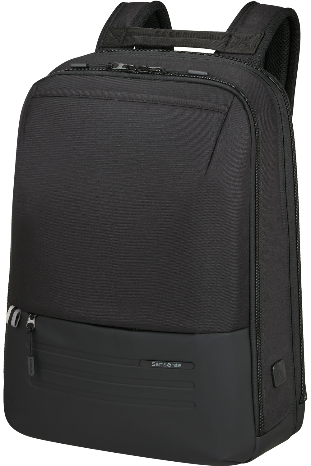 Samsonite Stackd Biz Notebook-Rucksack – 22/30 l, Aufsteckfunktion, USB-Port, recyceltes PET (rPET), Schwarz
