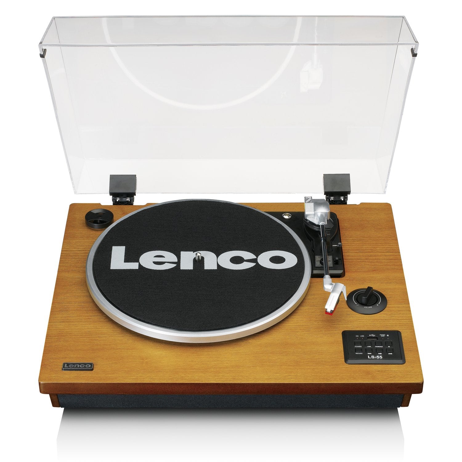 Lenco LS-55 – Plattenspieler (Riemenantrieb, halbautomatisch), Bluetooth, USB, 33⅓/45/78 U/min – Walnuss