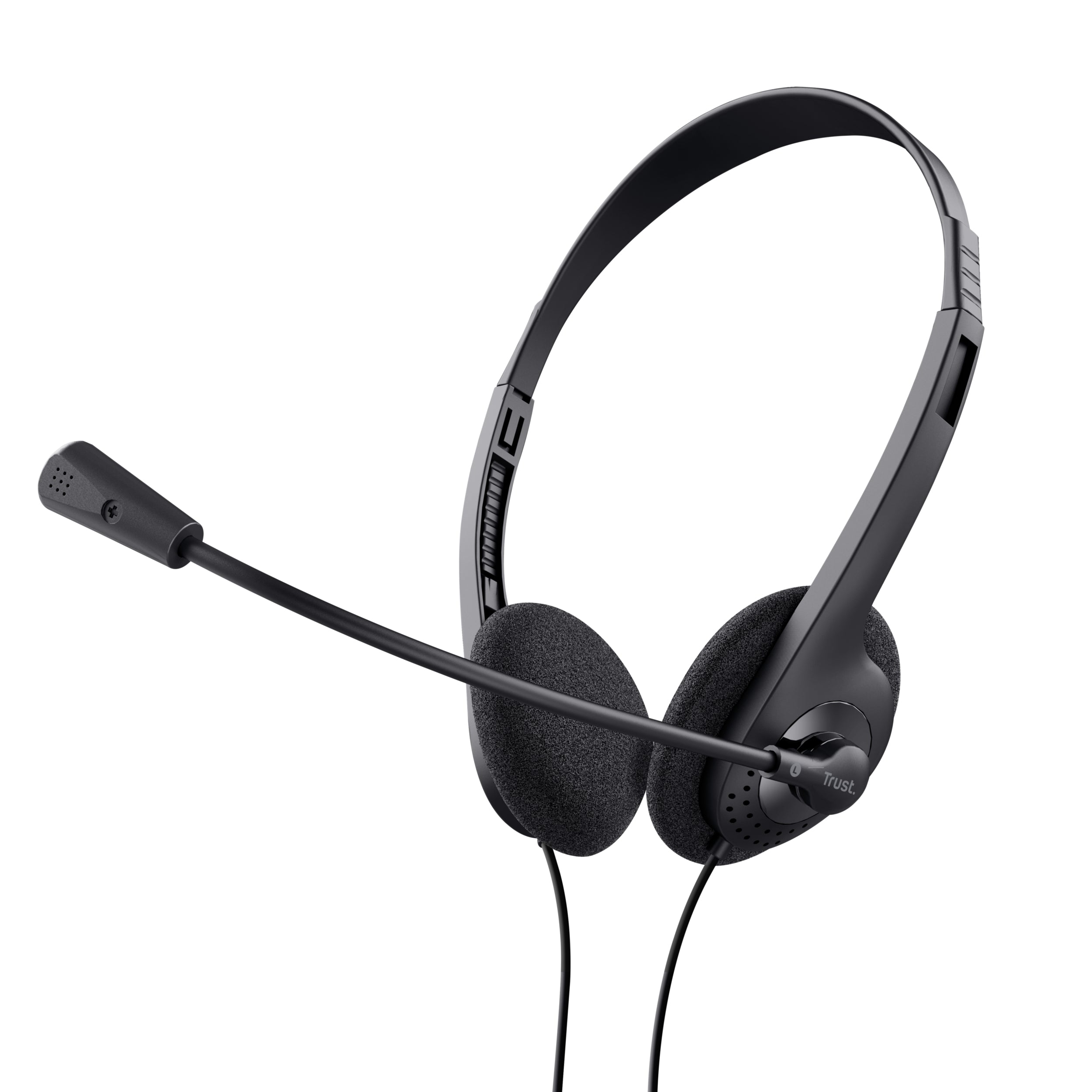 Trust Primo Office-Headset – On-Ear, Stereo, Kabelgebunden, 3,5 mm Klinke, Schwarz