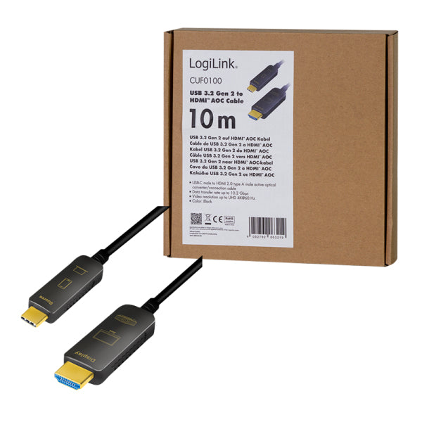 LogiLink USB-C auf HDMI Kabel HDMI 2.0 4K 60 Hz – 10 m – AOC, ARC