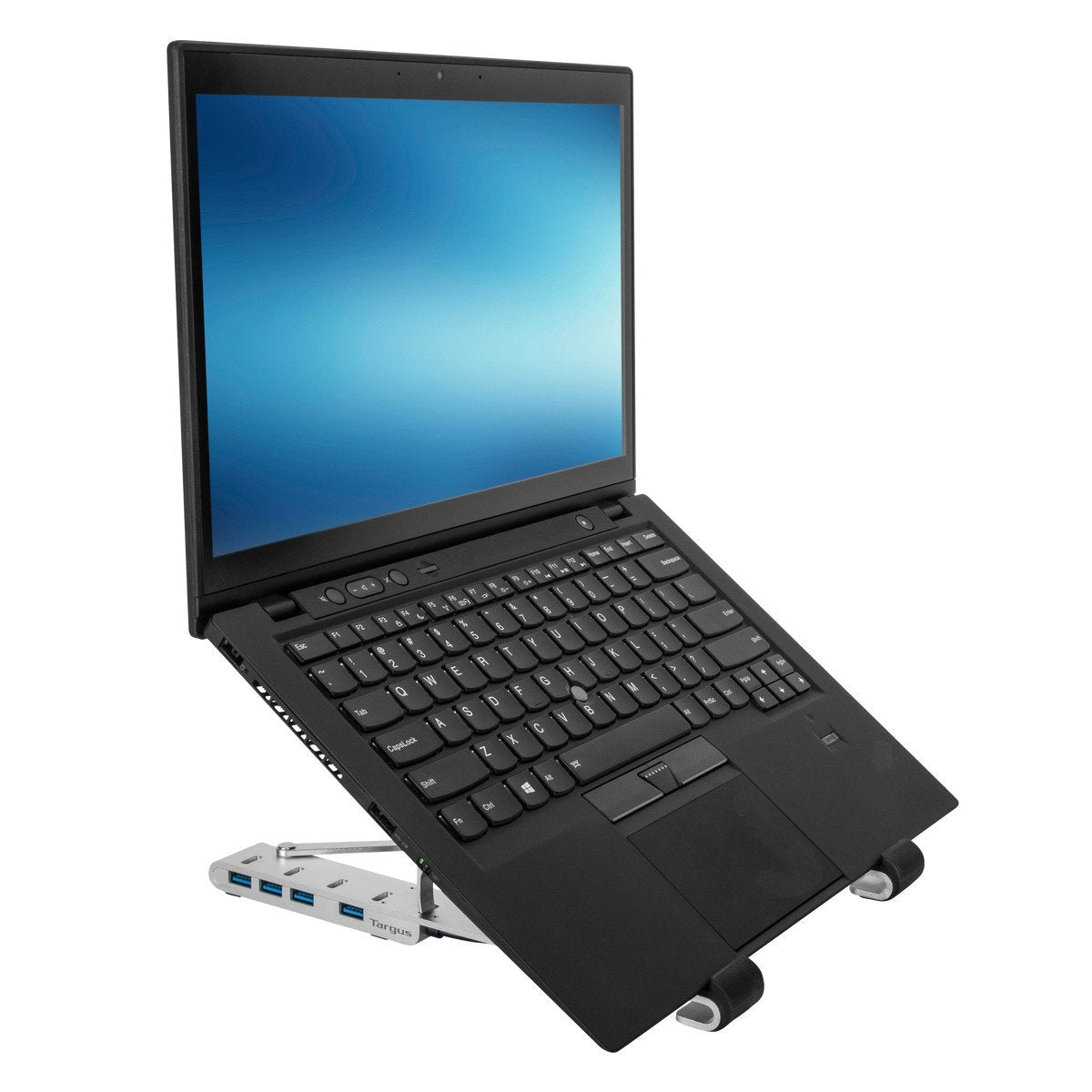 Targus Laptop-Ständer – bis 15,6", mit USB-Hub (4× USB-A, USB-C Host, PD 100 W) – Silber