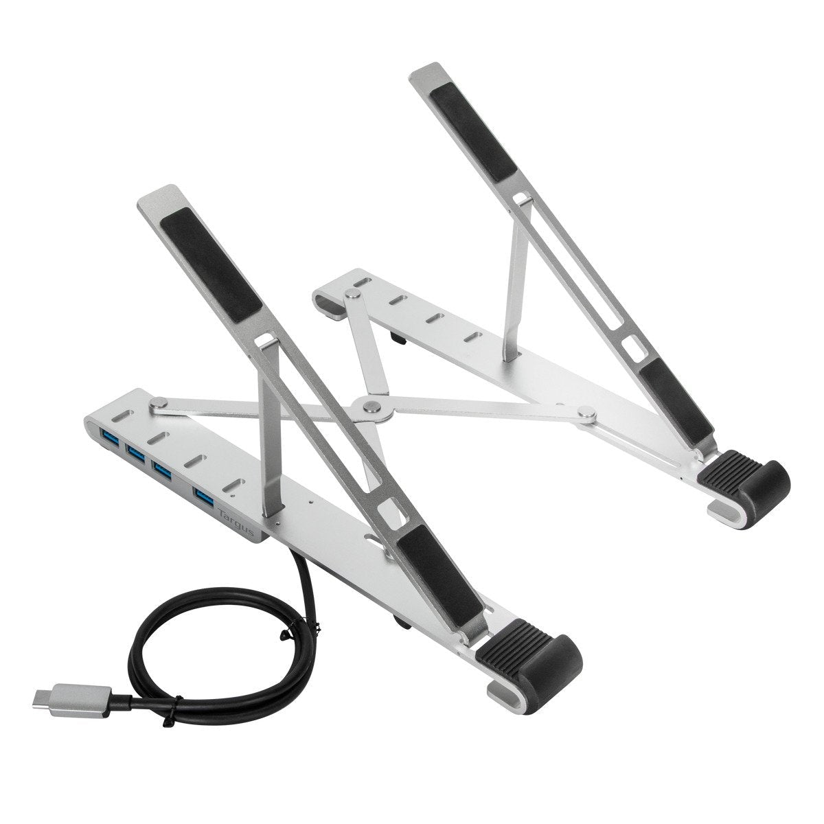 Targus Laptop-Ständer – bis 15,6", mit USB-Hub (4× USB-A, USB-C Host, PD 100 W) – Silber