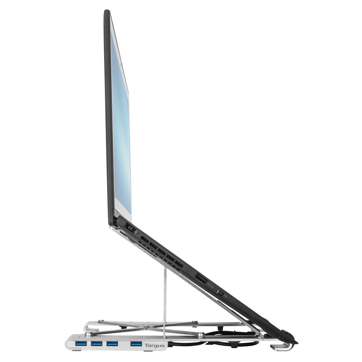 Targus Laptop-Ständer – bis 15,6", mit USB-Hub (4× USB-A, USB-C Host, PD 100 W) – Silber