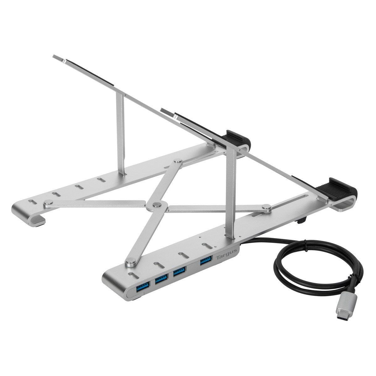Targus Laptop-Ständer – bis 15,6", mit USB-Hub (4× USB-A, USB-C Host, PD 100 W) – Silber