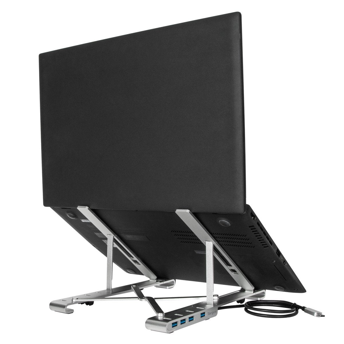 Targus Laptop-Ständer – bis 15,6", mit USB-Hub (4× USB-A, USB-C Host, PD 100 W) – Silber