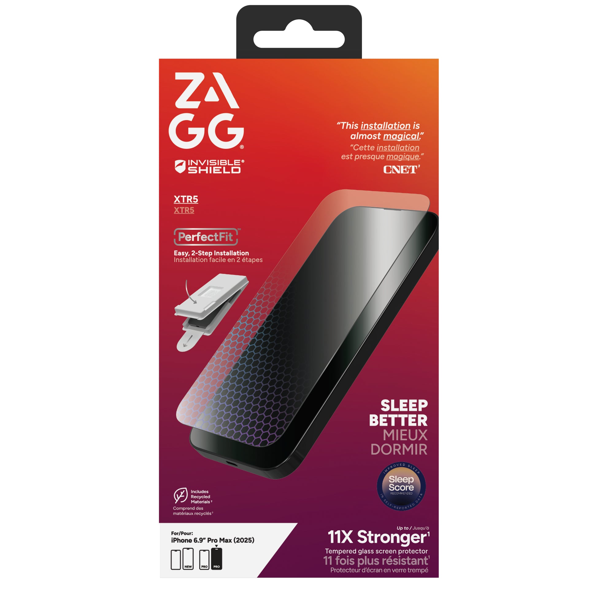 ZAGG Displayschutz (Panzerglas), Blaulichtfilter – für iPhone 17 Pro Max – mit Applikator