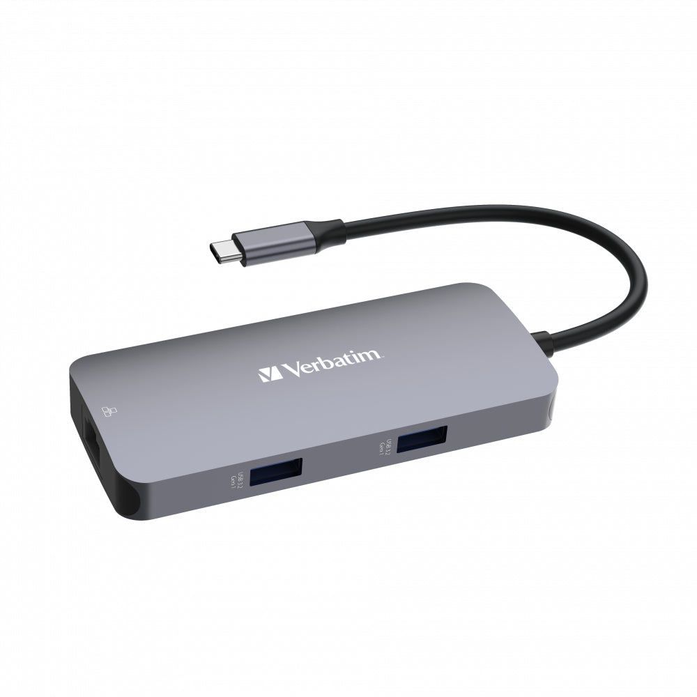 Verbatim CMH-05 Multiport-Adapter – USB-C, 1× HDMI, 2× USB-A, 100 W PD, GbE, für Windows/Mac/ChromeOS