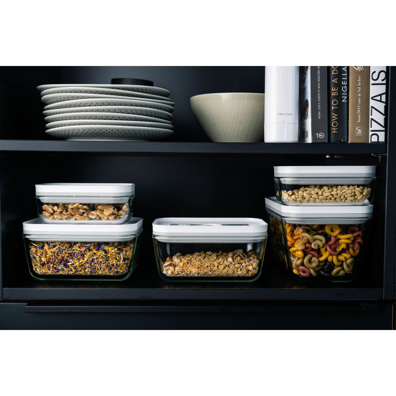 ZWILLING Vakuumbox M – 11,2 × 18,2 × 9,8 cm, 900 ml – für Vakuumierer, Glas, Grau