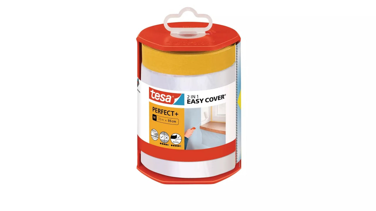 TESA Abdeckfolie mit Band Perfect+, transparent – 550 mm × 33,0 m