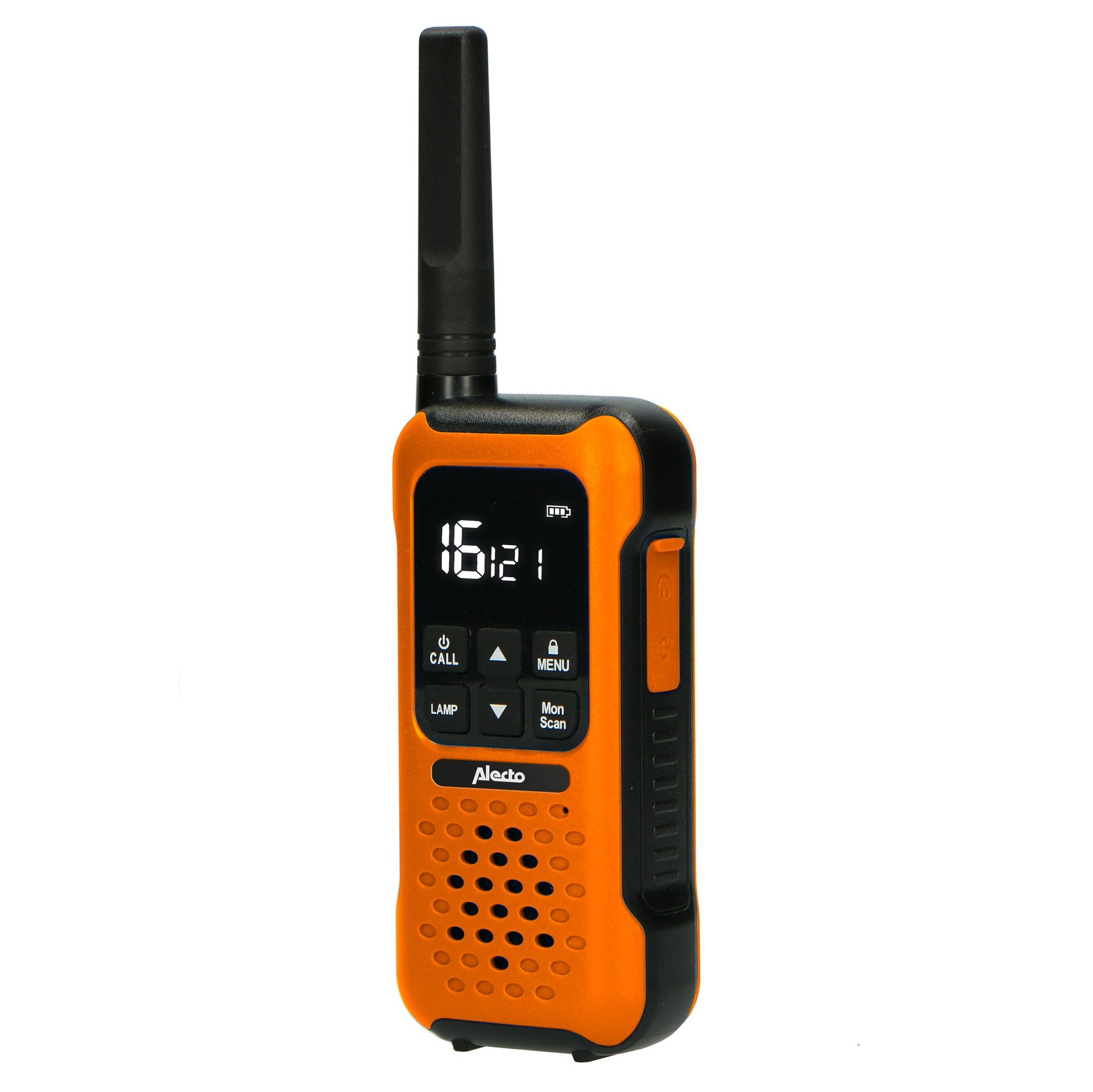 Alecto FR-300OE – Funkgerät (2er-Set), PMR 446 MHz, 16 Kanäle, Reichweite bis 10 km, IPX7, Orange