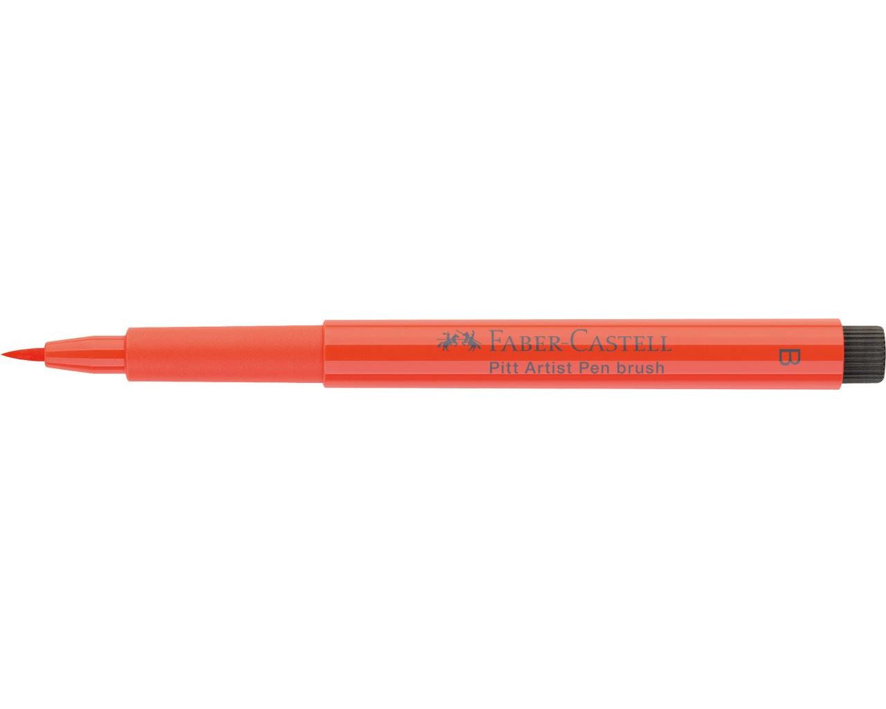Faber-Castell Pitt Artist Pen Pinselstift – Pinselspitze, 2,5 mm, pigmentiert, wasserfest, scharlachrot