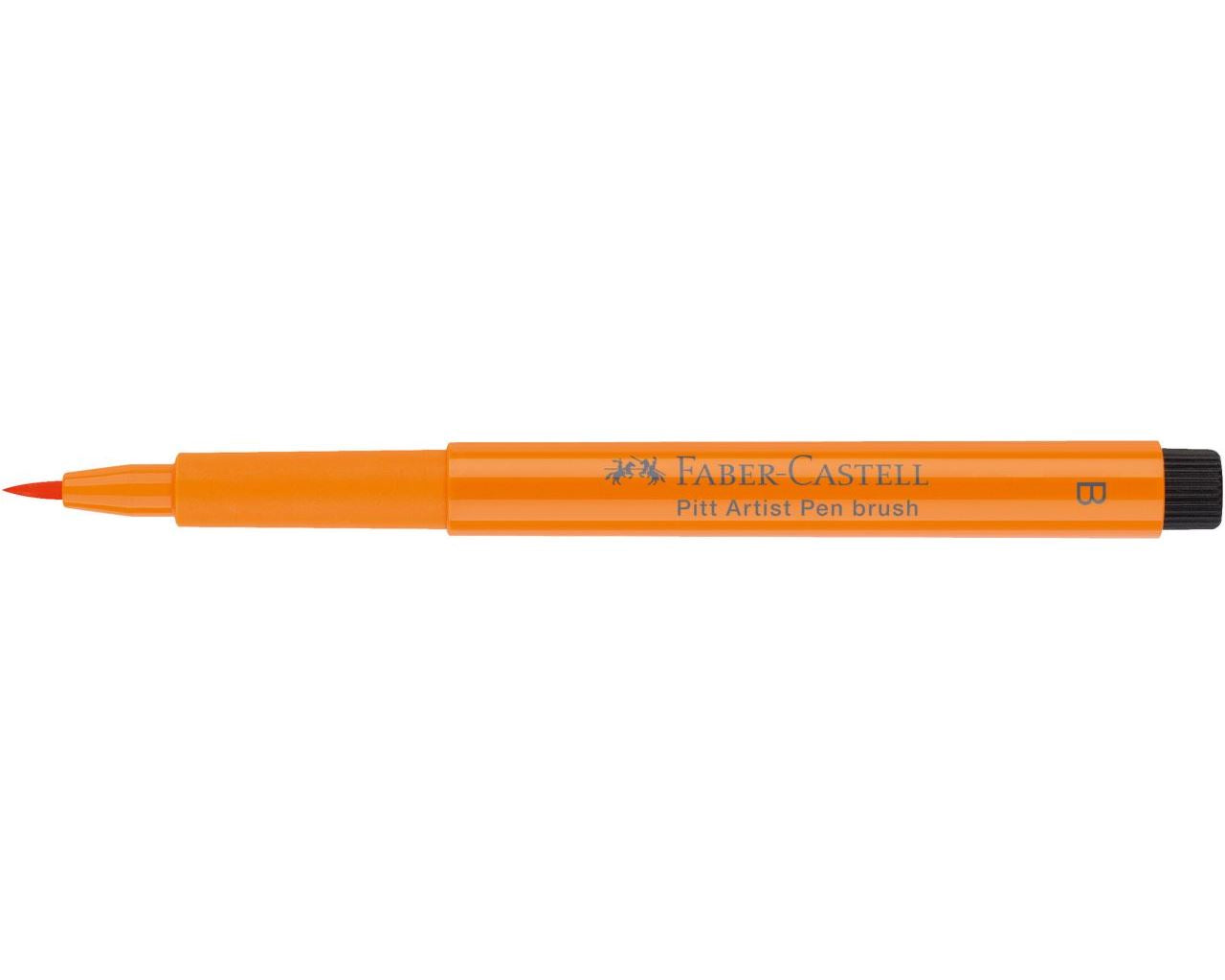 Faber-Castell Pitt Artist Pen Pinselstift – Pinselspitze, 2,5 mm, pigmentiert, wasserfest, Lasurorange