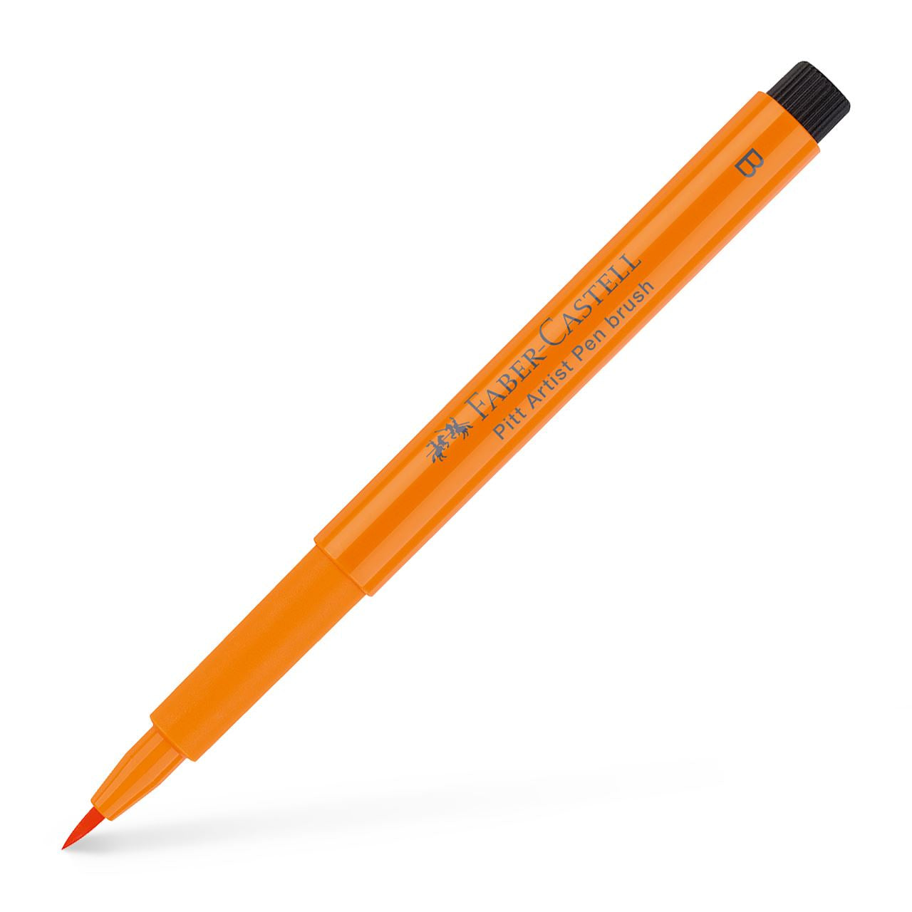 Faber-Castell Pitt Artist Pen Pinselstift – Pinselspitze, 2,5 mm, pigmentiert, wasserfest, Lasurorange